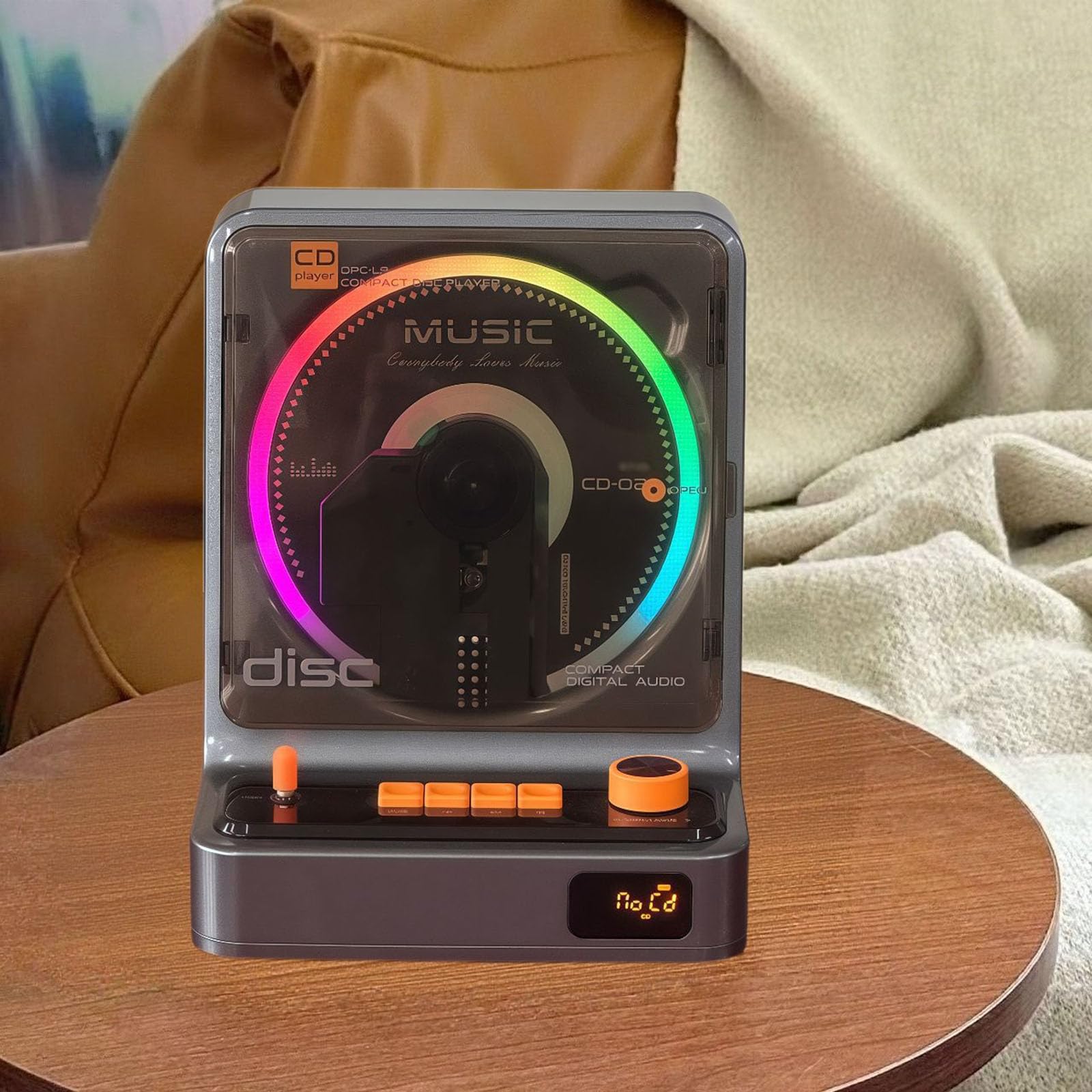 Lettore CD portatile con connettività Bluetooth, doppi altoparlanti e modalità di riproduzione multiple per uso domestico, auto e ufficio