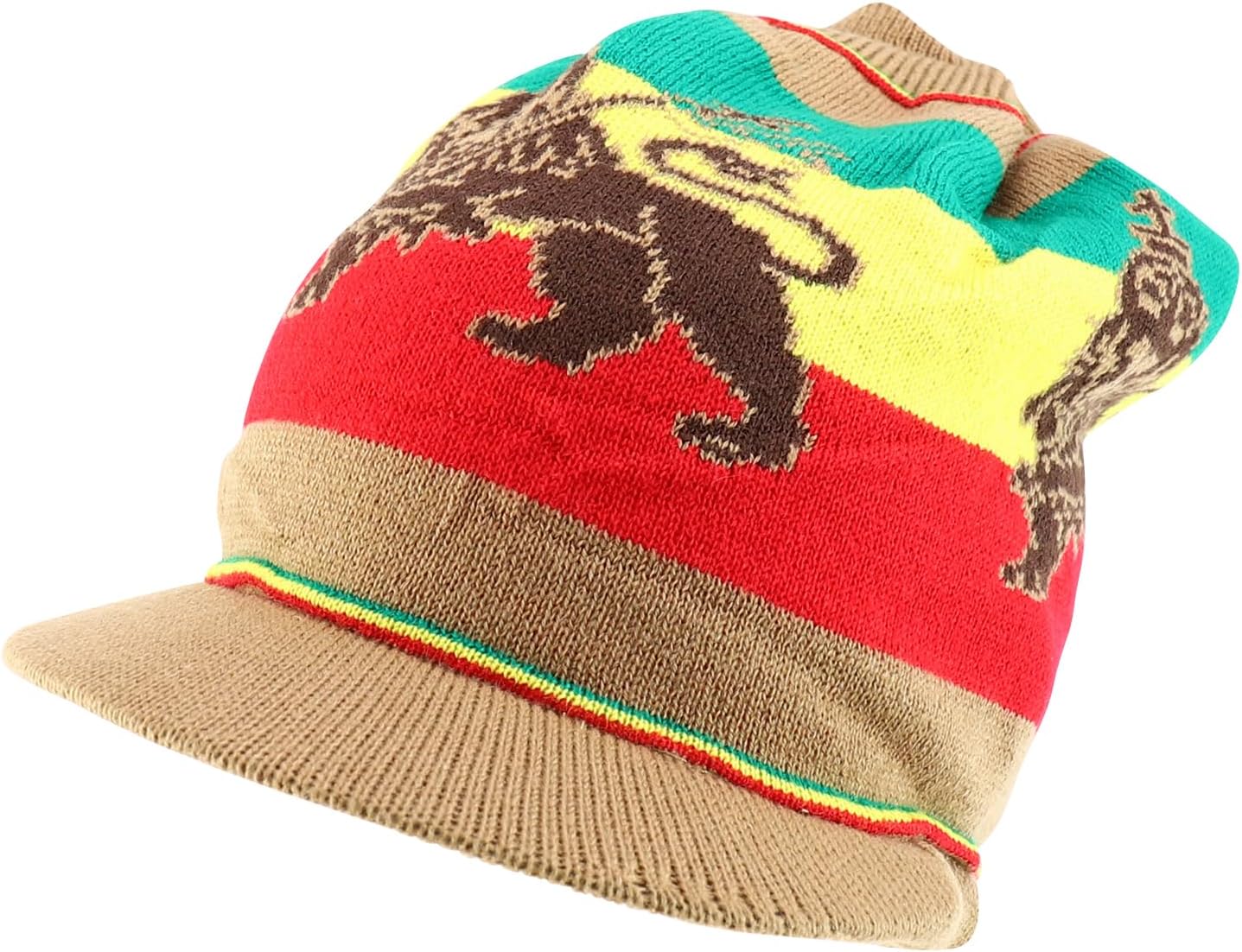 Armycrew Jamaica Rasta Lion Printed Dreadlock Deep Beanie Visor