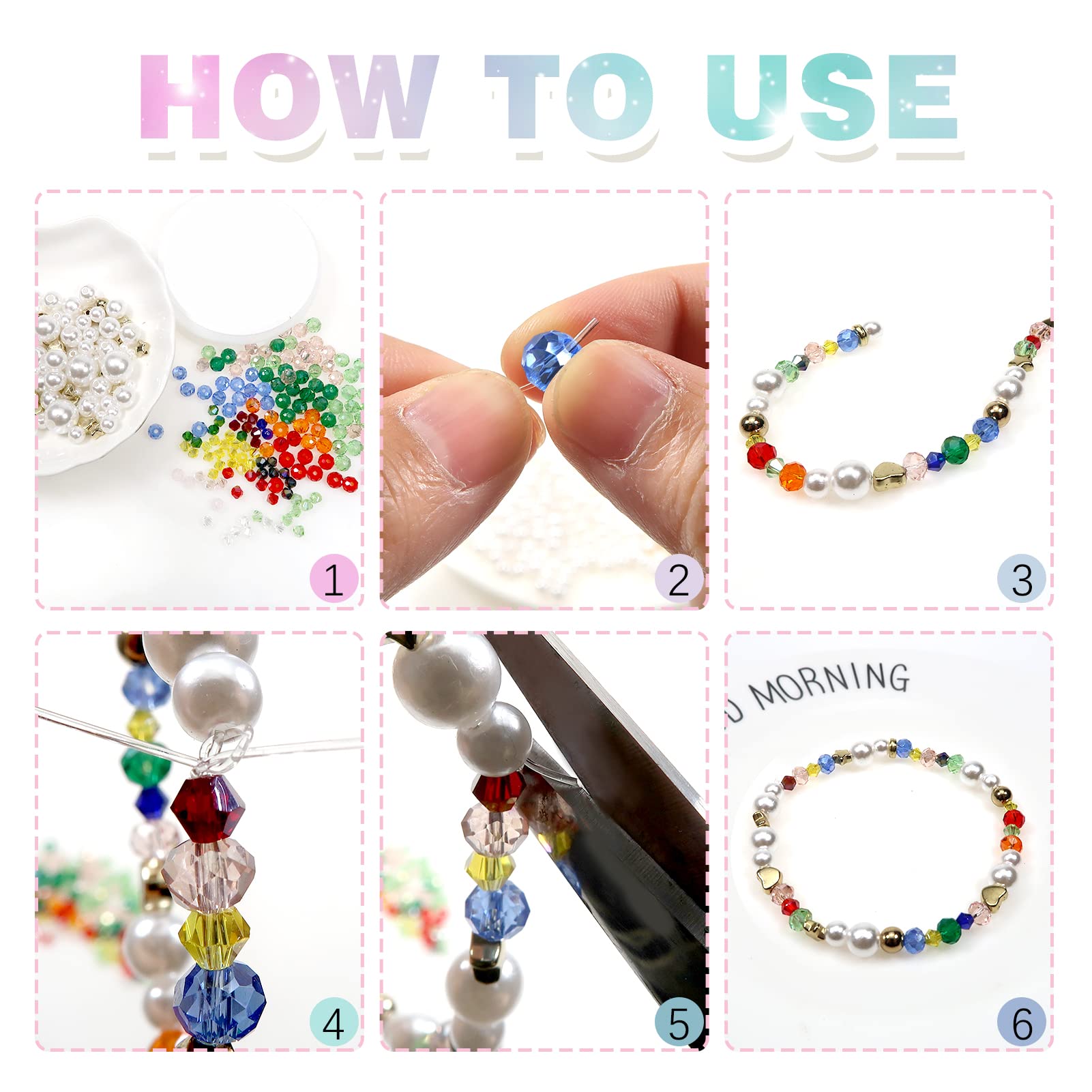 Kit De Cuentas De Cristal,900+ Cuentas Vidrio Facetadas Transparentes