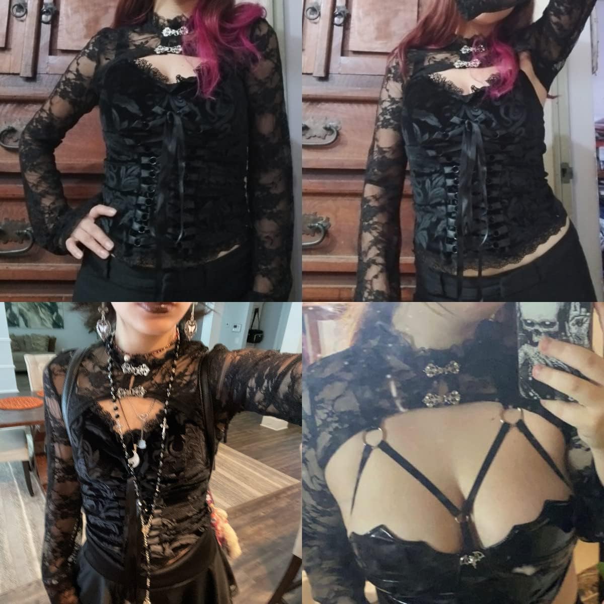 Women Sexy Gothic Long Sleeve Lace Shrug Sweatshirts Retro Steampunk Crop Tops Jacket Cardigan for Halloween Party Costume - Image 6