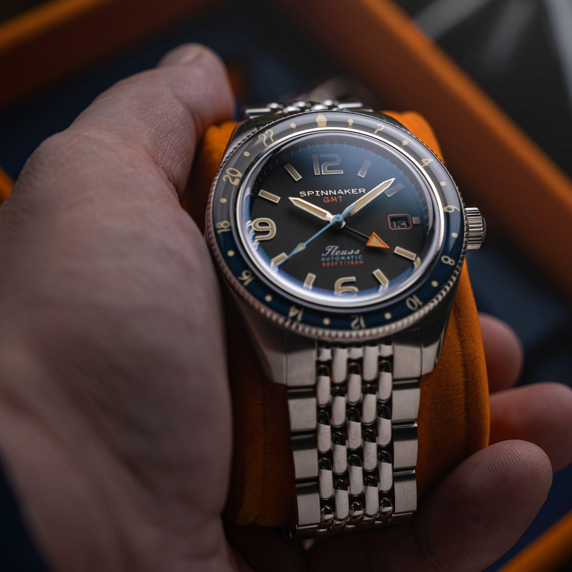 Spinnaker Herren Fleuss GMT Automatikuhr mit massivem Edelstahlarmband SP-5120