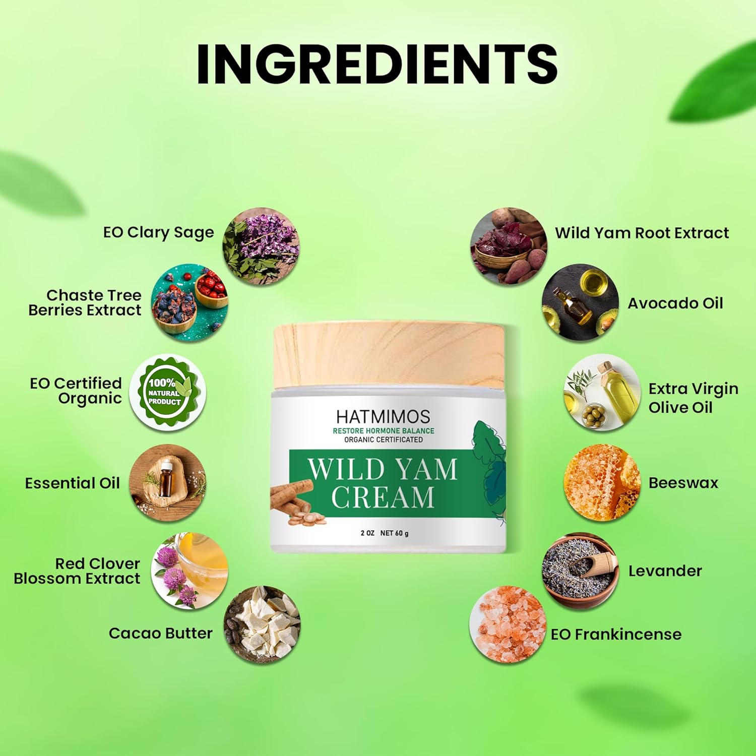Wild Yam Cream, 2oz Wild Yam Root Organic Cream, Hormone Balance, Support Perimenopause & Menopause Relief, Progesterone, Wild Yam Cream for Women & Men Unscented for All Skin Type - Image 4