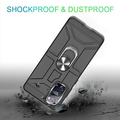 Miniatura 4 de Funda para Galaxy S20 Fe, de doble capa, a prueba de golpes, con soporte de anillo giratorio de 360, adecuado para Samsung Galaxy S20 Fe (negro)
