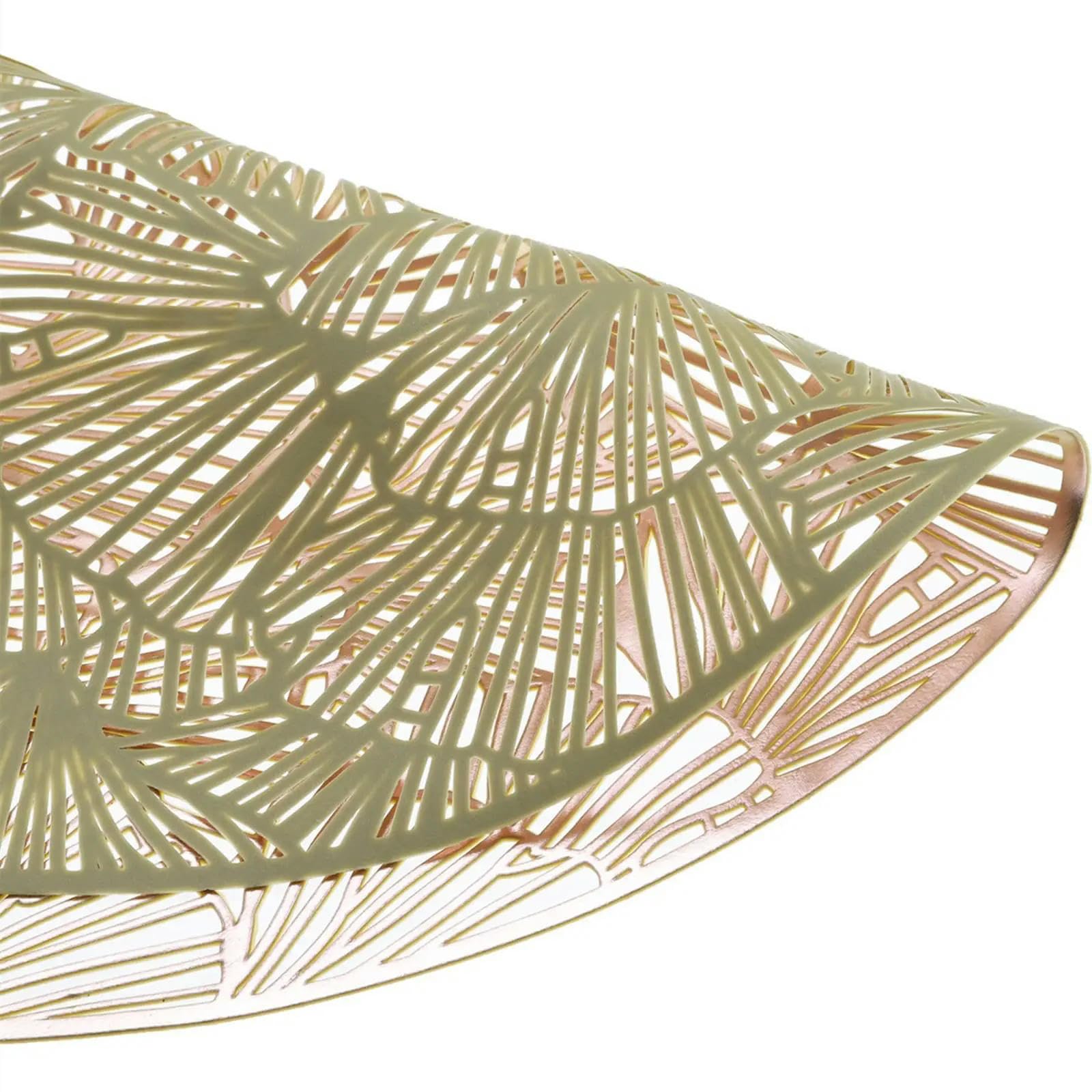 Runde Tischsets, goldfarben, 6er-Set, Tisch-PVC-Hohl-Tischsets, hitzebeständig, rutschfest, for Essen for Küche, Restaurant(Gold D)