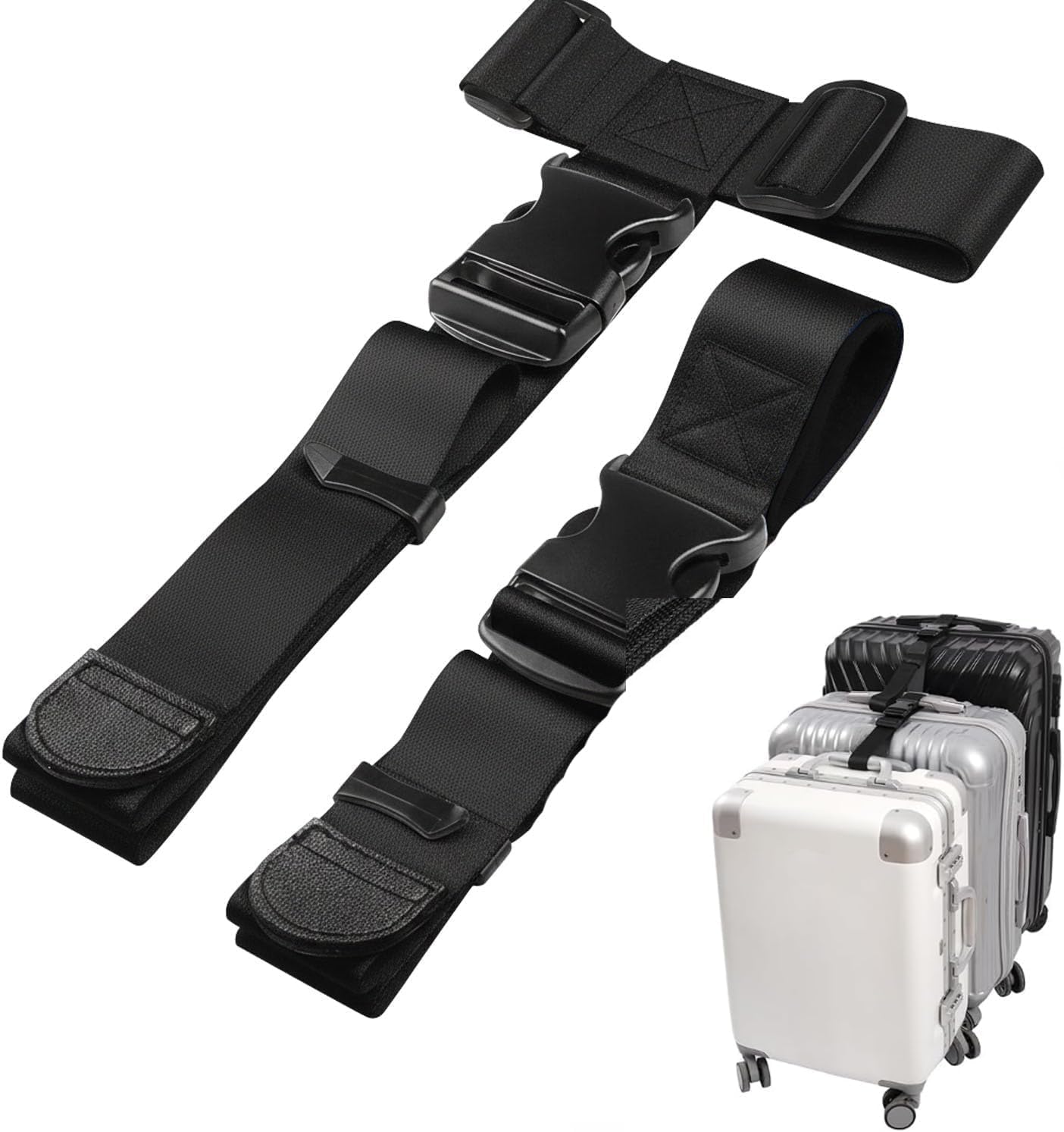 Wrixty Travel Bag Fixing Strap for Trolley Suitcase Adjustable Luggage Holder Belt with Clip Buckle Portable Strap for Backpack Laptop Bag Attachment Travel Accessory (Black)-image-18