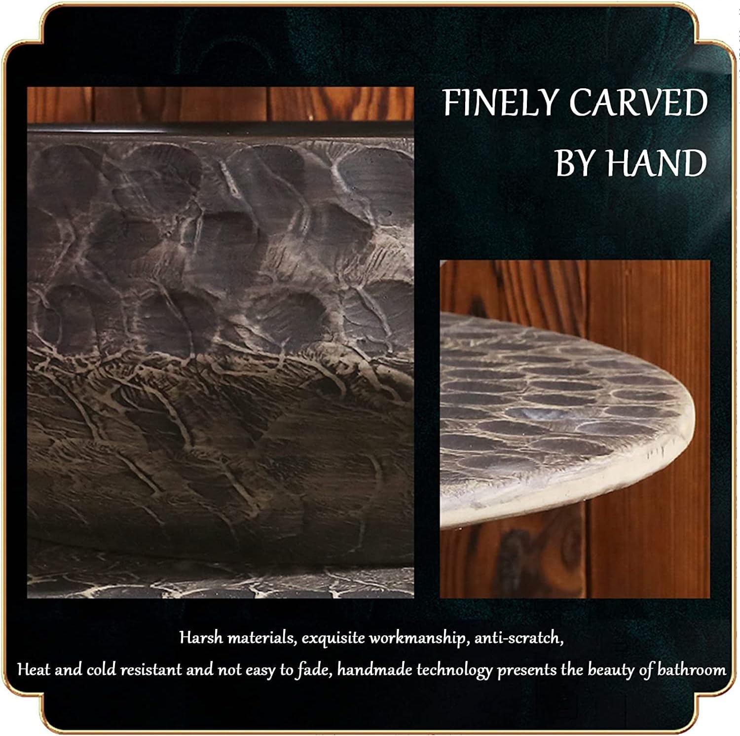 Freestanding Pedestal Sink Hotel Art Basin, Bathroom Ceramics Retro Industrial Style Deco with Hard and Easy to Clean Floor Standing Basin Unit (Color : G, Size with Mirror (C Wi