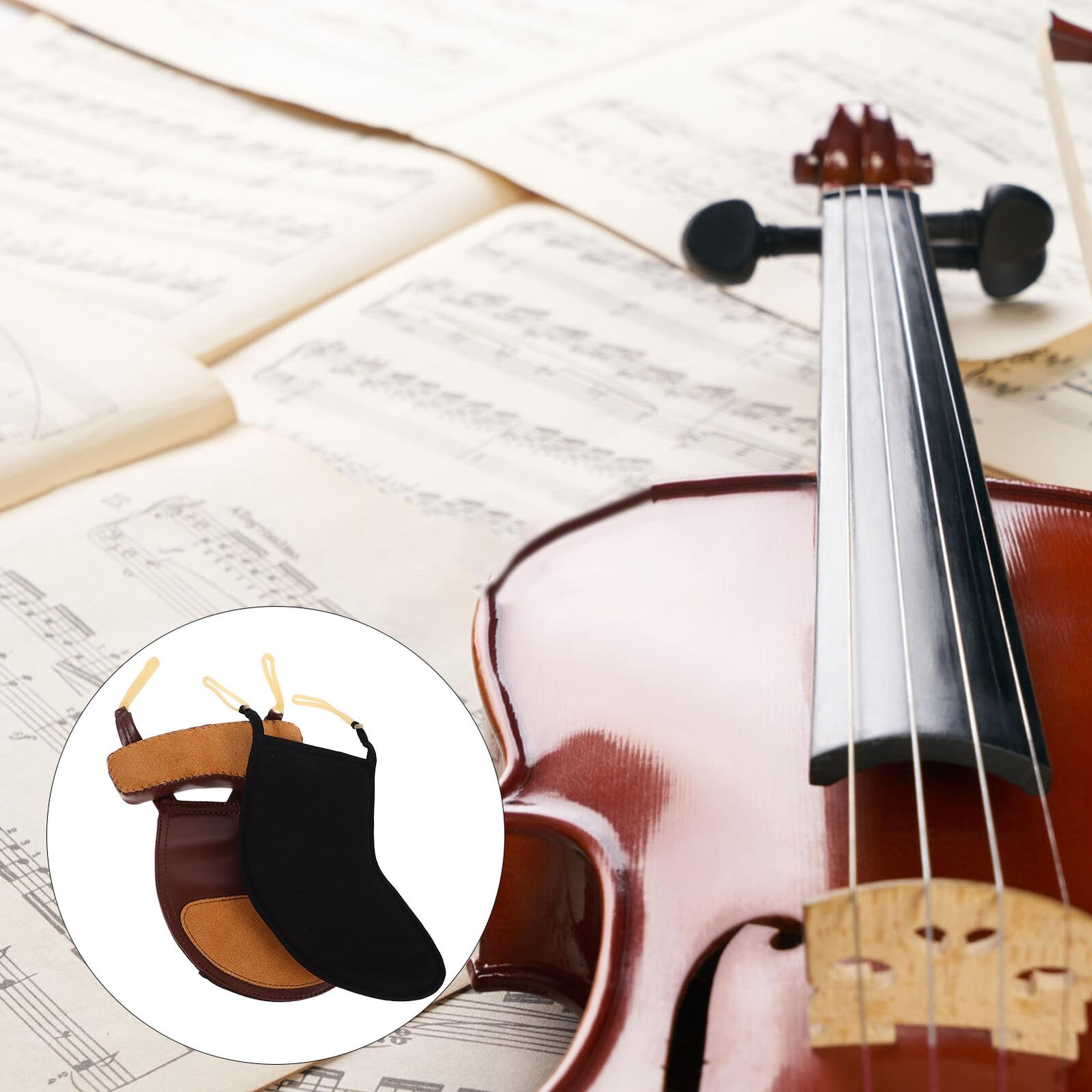 2 Piezas Almohadillas para Mentonera y Hombro de Violín Algodón y Piel de Oveja Antideslizantes Cojín Protector Ergonómico para Práctica y Conciertos