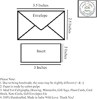 Vista 7 de Sobres de regalo de papel de algodón hechos a mano con tarjetas de notas en blanco para saludos, eventos, fiestas y celebraciones, 3.5 x 2.50