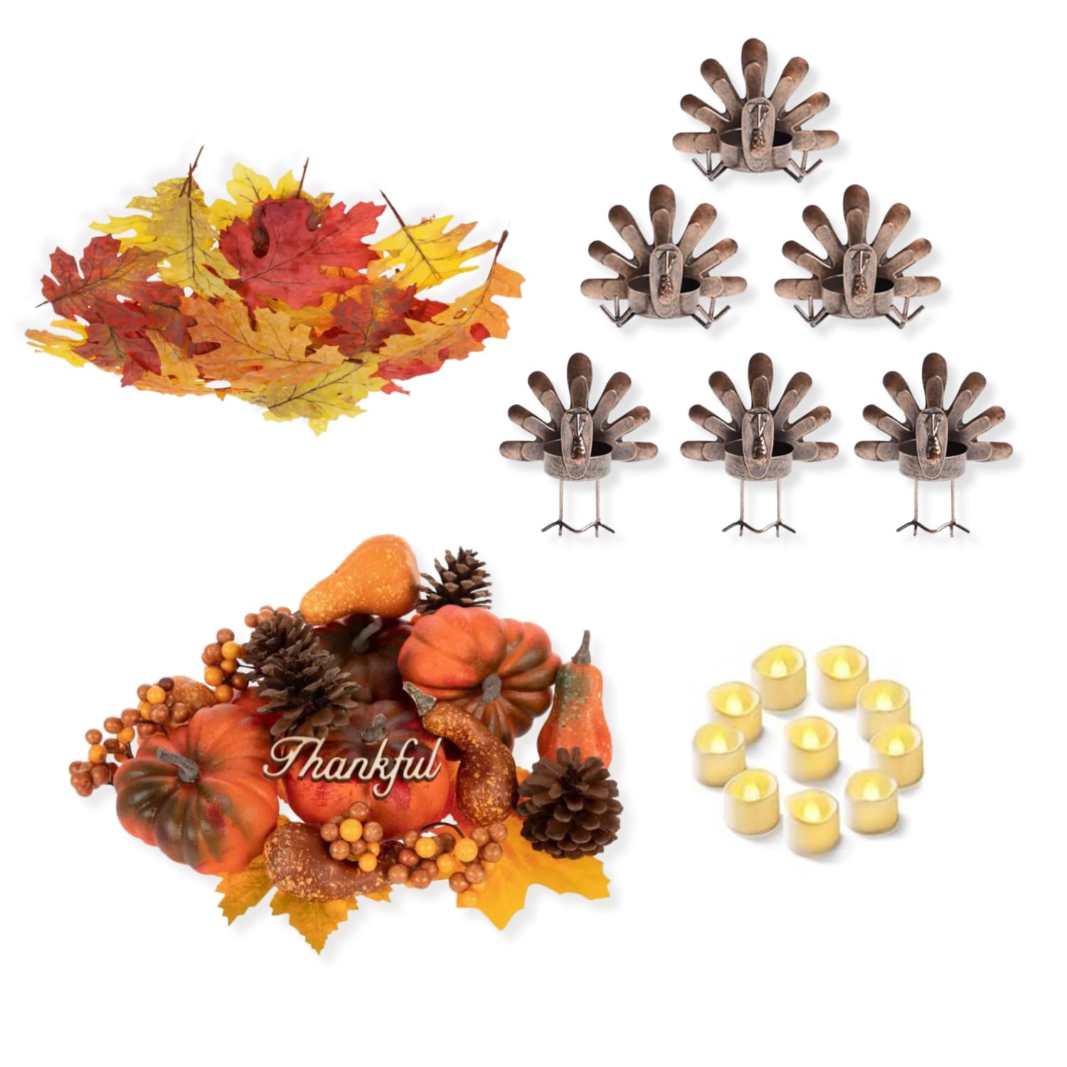 Feuillage d'automne et bougeoirs de Thanksgiving pour décorer facilement votre table