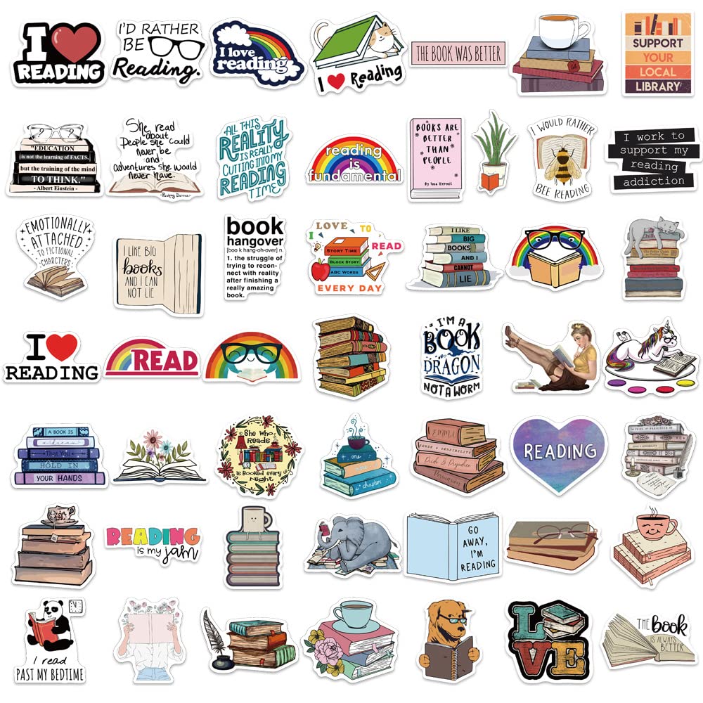 100 Adesivi Impermeabili Bookish A Tema Lettura: Vintage Per Libri, Cover, Borracce E Valigie - 2
