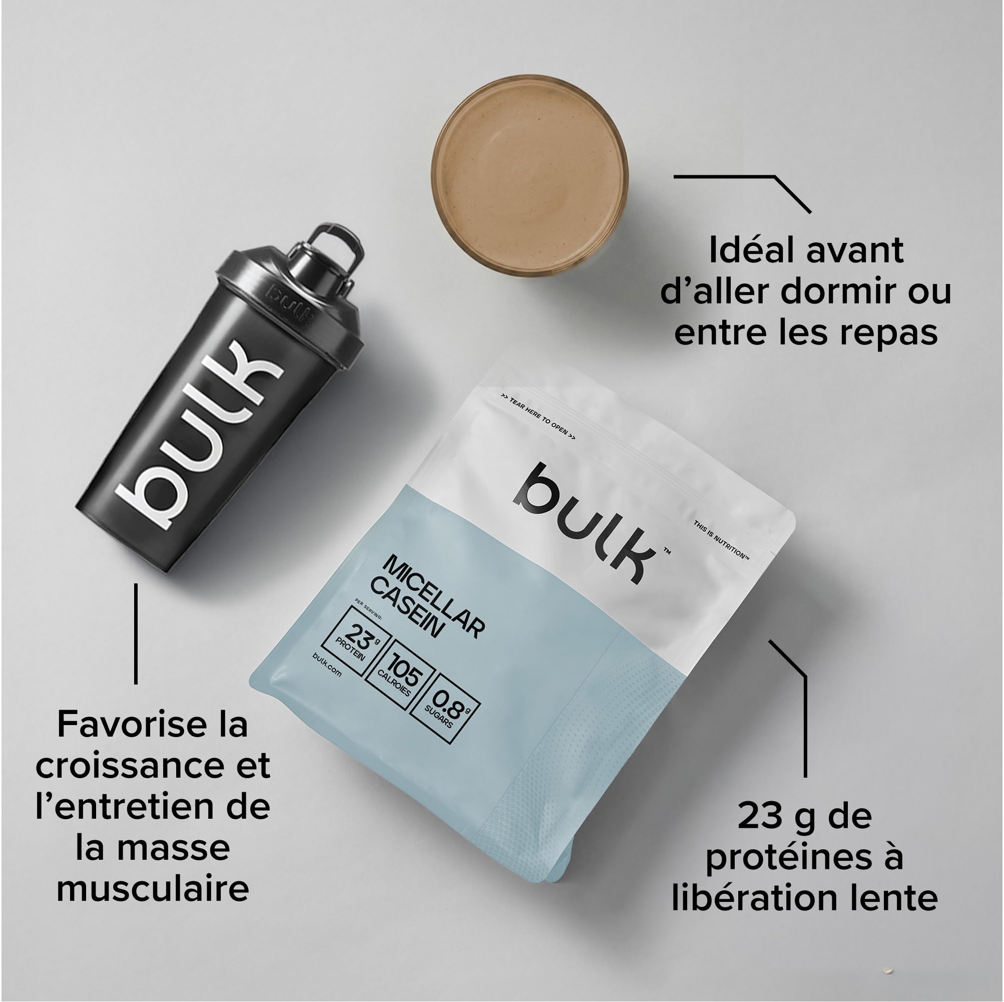 Bulk Caséine Micellaire, Shake protéiné, Protéine en Poudre, Chocolat 500 g