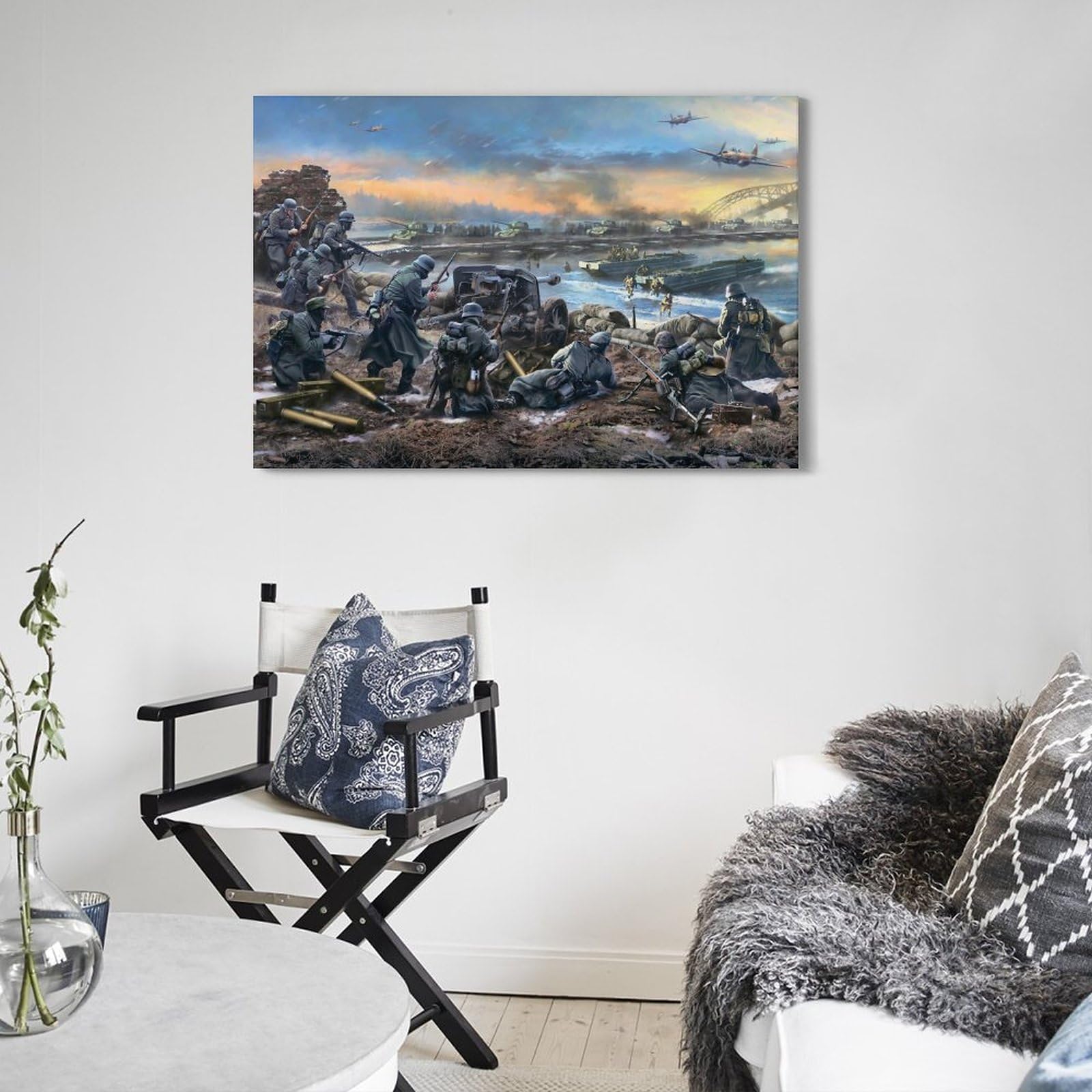 Tableau Sur Toile Débarquement WWII - Bataille Guerre - Format 50x70 Cm - Neuf
