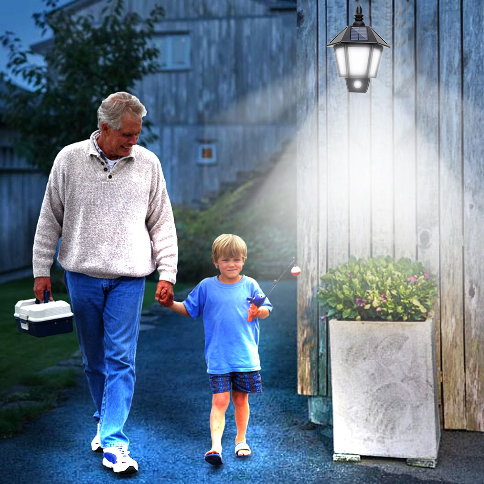 Ciieeo Solar LED Wandleuchte mit Bewegungssensor für Außen Garten