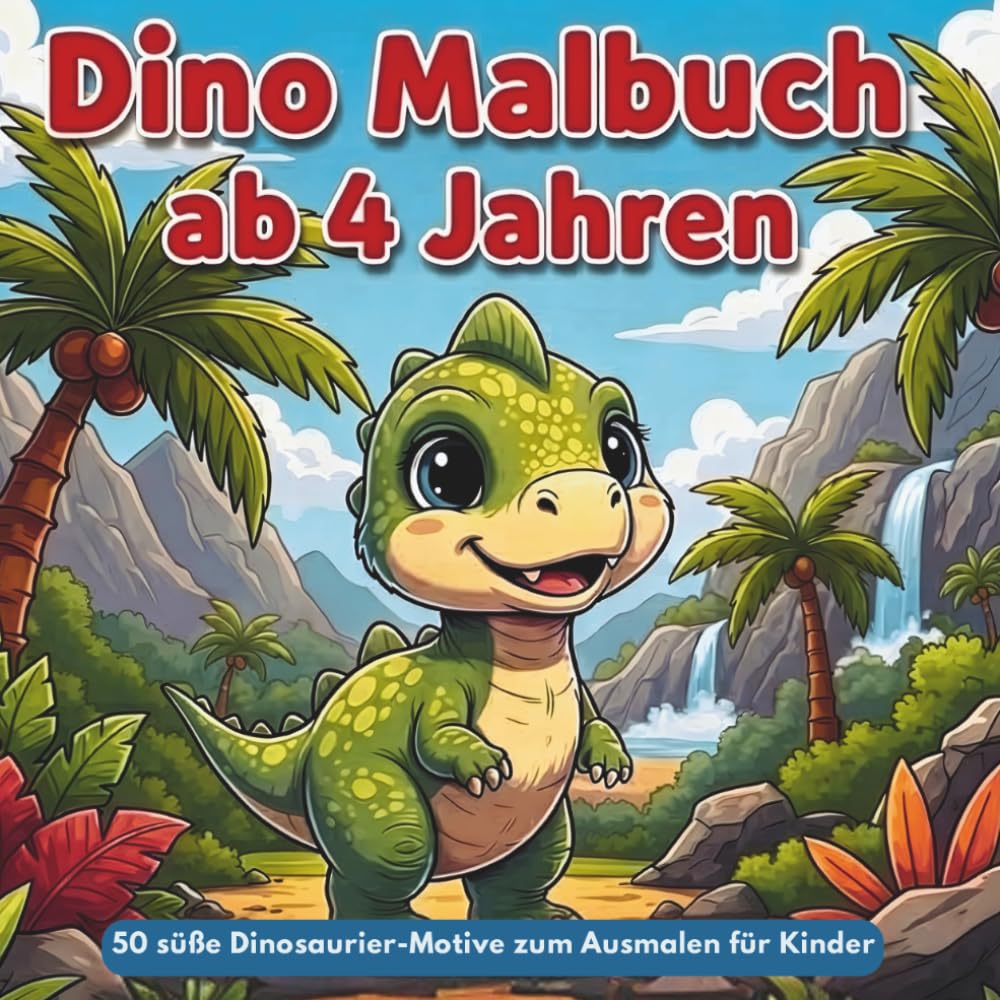 Dino Malbuch ab 4 Jahren – 50 süße Dinos zum Ausmalen: T-Rex, Stegosaurus & mehr | Malbuch für Kinder | Geschenkidee für Jungen & Mädchen