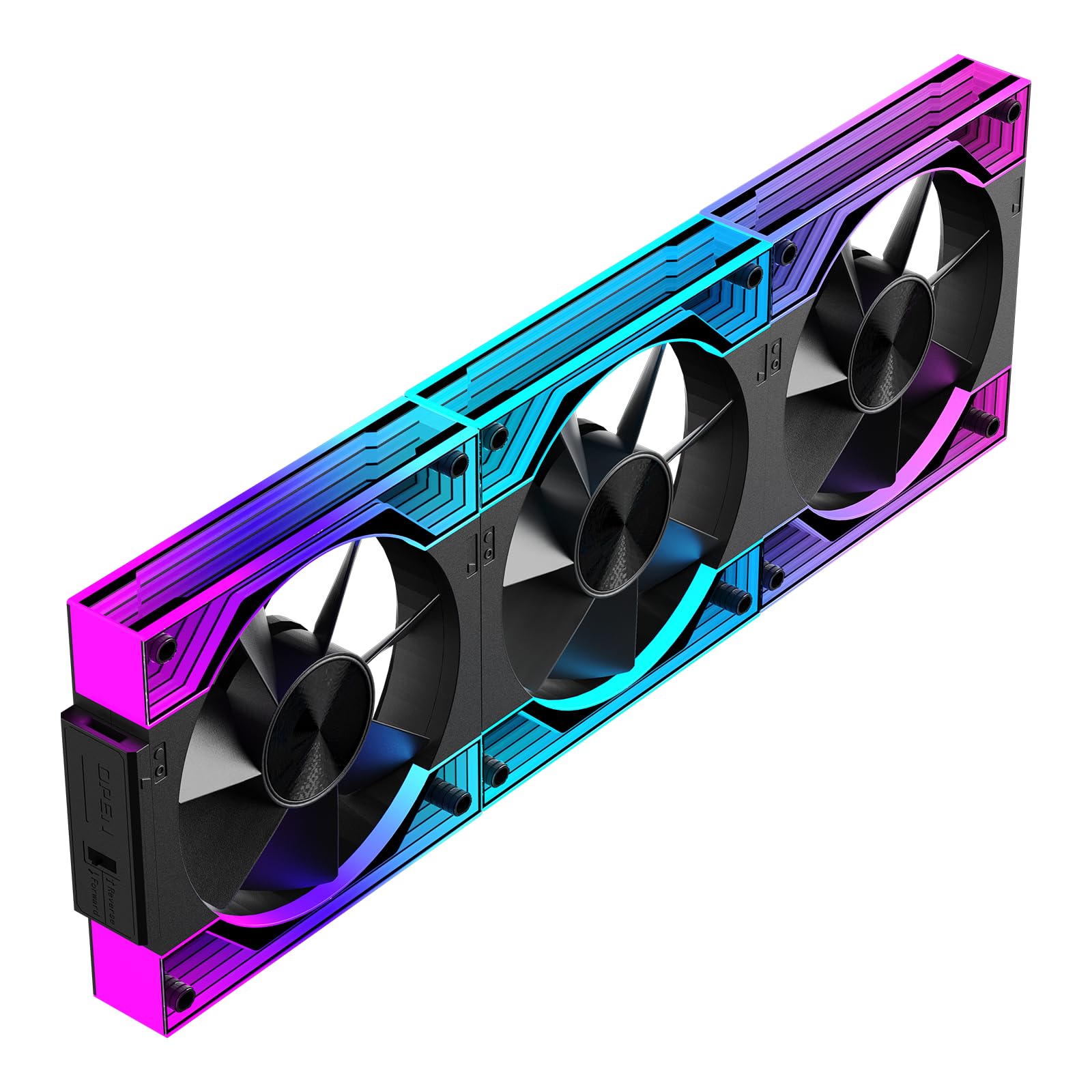 TZMRIT Interstellar-V3 Forward/Reverse Flow Interchangeable RGB PC Fan 120mm Daisy Chain 3Piece with PWM Control and ARGB Effect Black,2000RPM,68.5CFM