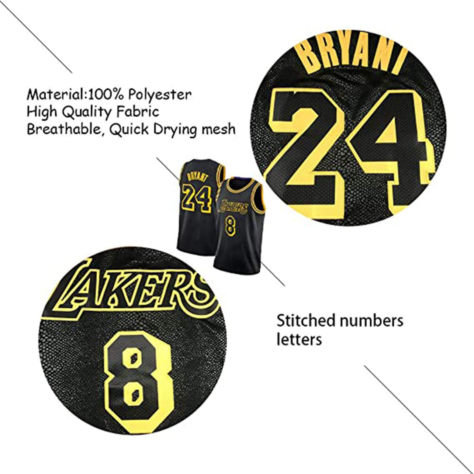 Dear, you Bryant Front 24# Atrás # 8 Paño de Baloncesto Especial de Bordado Especial ZJESI, Sudadera DE Confort