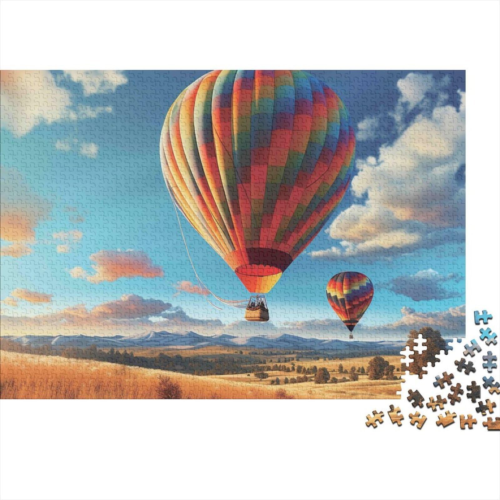 Hot Air Balloon Flight Premium Paper Puzzle Hot Air Balloon Jigsaw Stress Relief Sustainable Challenging Colourful for Women Gifts for Men 70x50cm/1000pcs — image 1