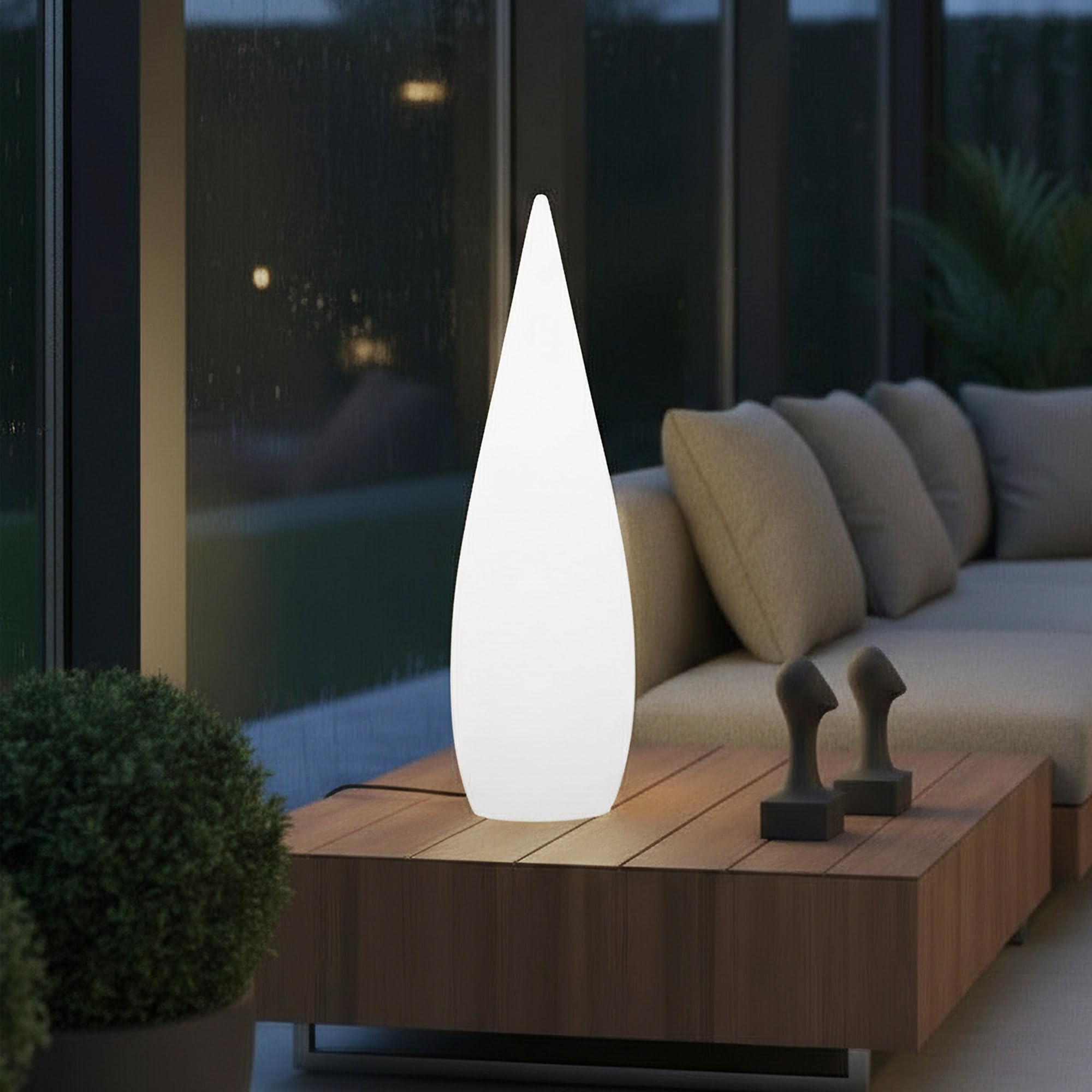 Arnusa LED Design Stehlampe 80 cm mit Akku & Fernbedienung, 16 Farben, dimmbar, IP65/IP44, moderne Kegel Lampe für Indoor & Outdoor
