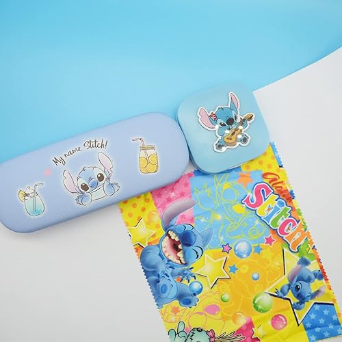 Miniatura 5 de Rondlaho Kawaii Hard Shell Eyeglasses Case with Cleaning Cloth, Portable Contact Lens Case Kit, Cute Lens Holder Kit