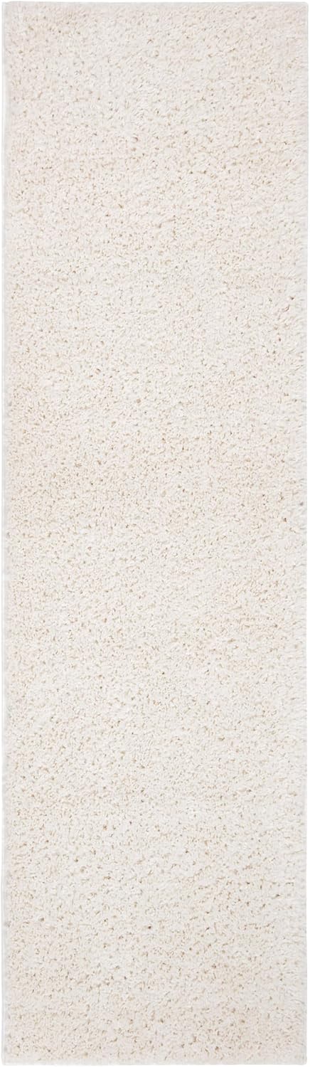 SAFAVIEH August Shag Collection Area Rug - 2'3" x 18' Runner, Ivory, Geometric Design, Ideal for High Traffic Areas in Living Room, Bedroom, Dining (AUG900C)