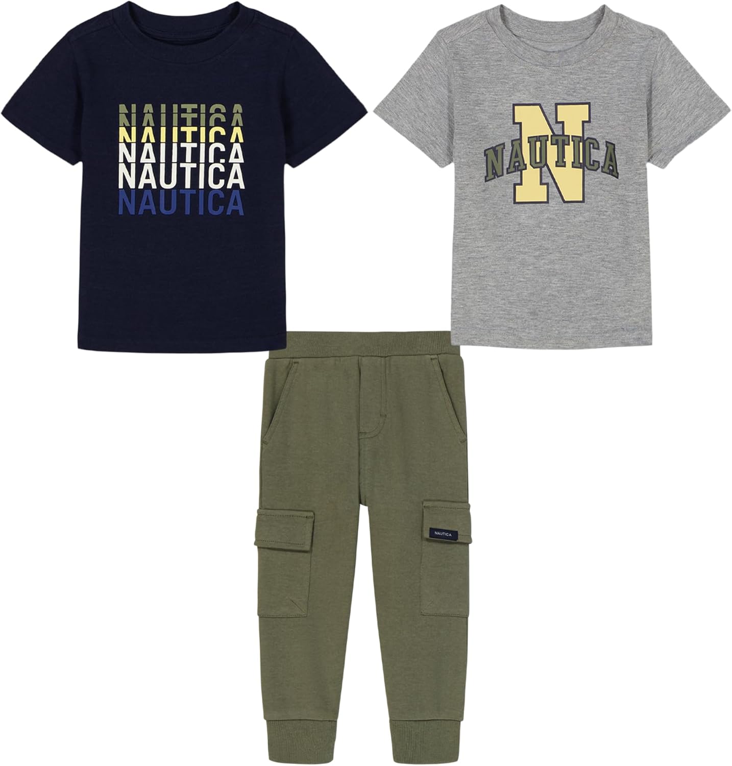 Nautica baby-boys 3 Pc Two Tee Pant Set