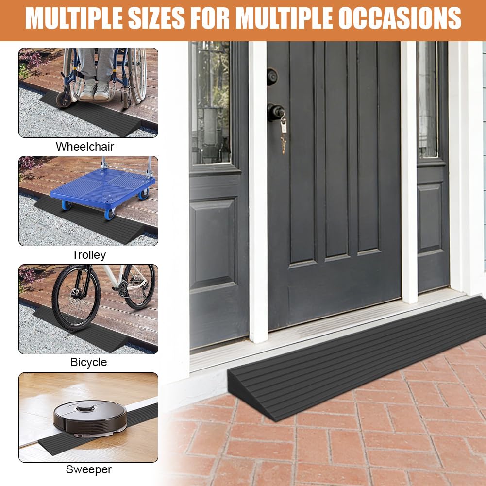 Rampa per Soglia, 100 X 8 X 2CM Rampa Robot Aspirapolvere, in PVC, Superficie Antiscivolo Rampa per Sedia a Rotelle, Passeggini, Deambulatori o Scooter