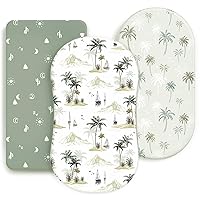 Vista 17 de GRSSDER Juego de sábanas ajustables ultra suaves para moisés, 3 unidades, ajuste universal para moisés, cuna, cesta de moisés, colchón ovalado