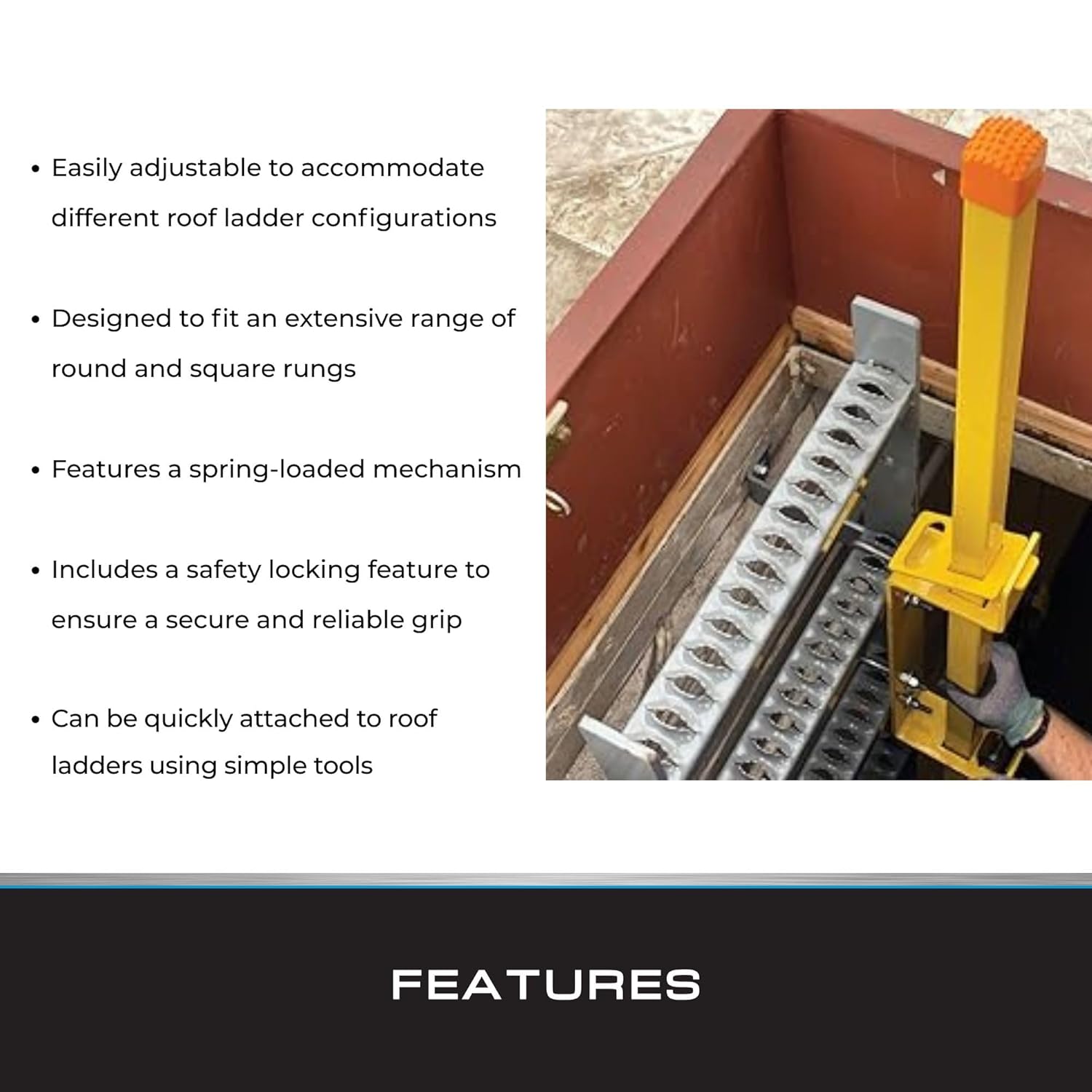 Tie Down Roof Top Safety Hatch Ladder Hand Assist | 20 lbs. | Roofing Tools | Ladder Accessories