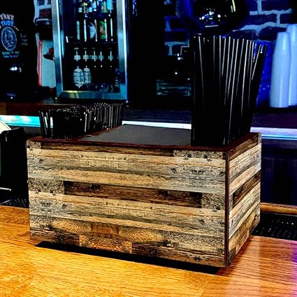 Amazon.com: Bar Caddy - Rustic Wood Planks Design - 3 Compartment Caddy