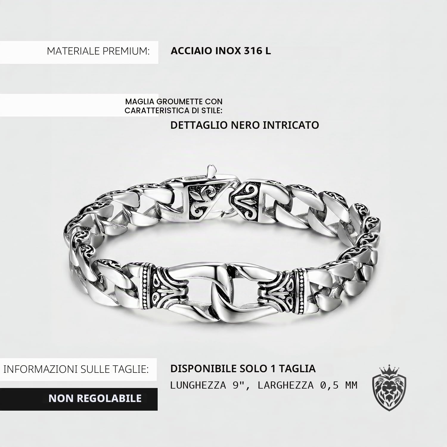 URBAN JEWELRY Amazing Stainless Steel Men's link Bracelet Silver Black 9 Inch with Necklace Option 21 inch (With Branded Gift Box) | Fleur - Bracciale placcato oro 24 carati, resistente allo sbiadimento, finitura lucida, resistente, stile a catena