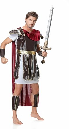 GRAJTCIN Men's Roman Gladiator Costumes Brave Medieval Warrior Costume Set for Halloween Party