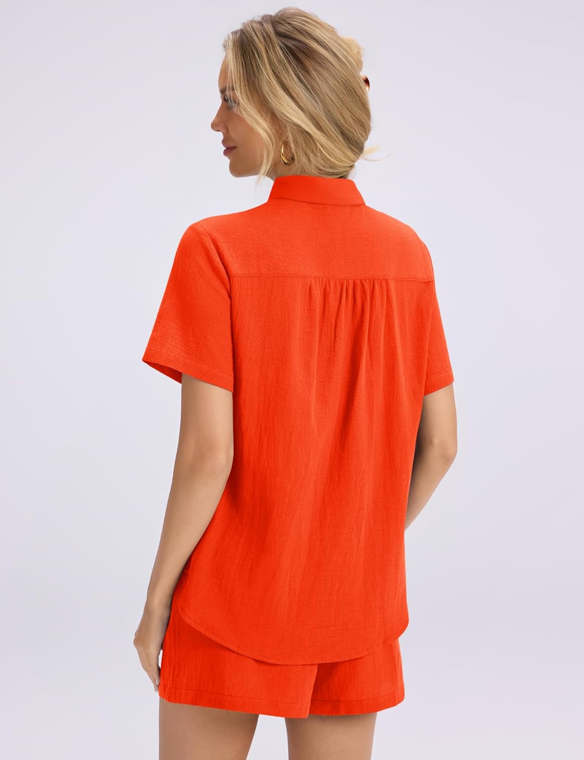 Rapbin Women's 2 Piece Summer Outfits Button Down Short Sleeve Shirt Set, Suitable for Office, Travel & Shopping Black - Image 5