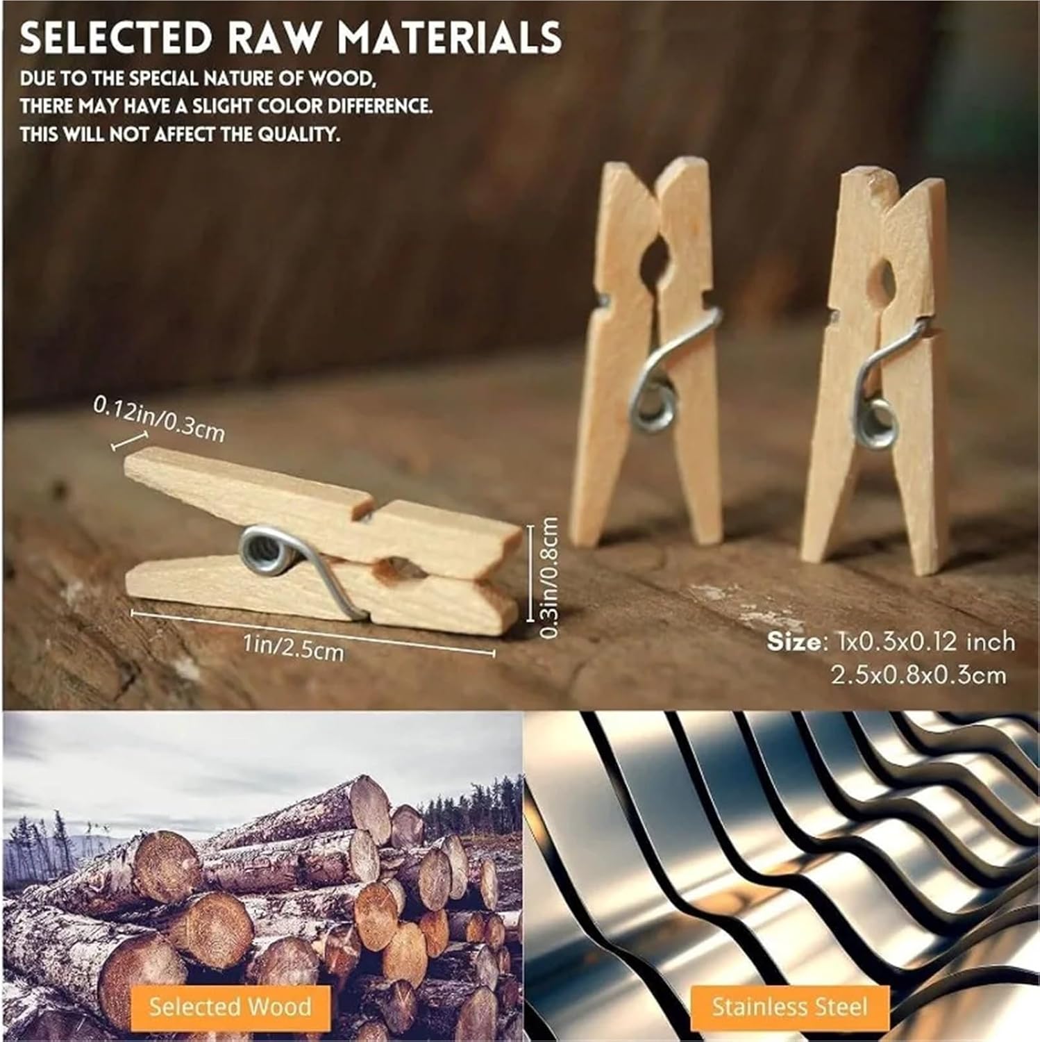 Clothes pins 100 PCS Natural Wooden Clips Photo Clips Clothespin DIY