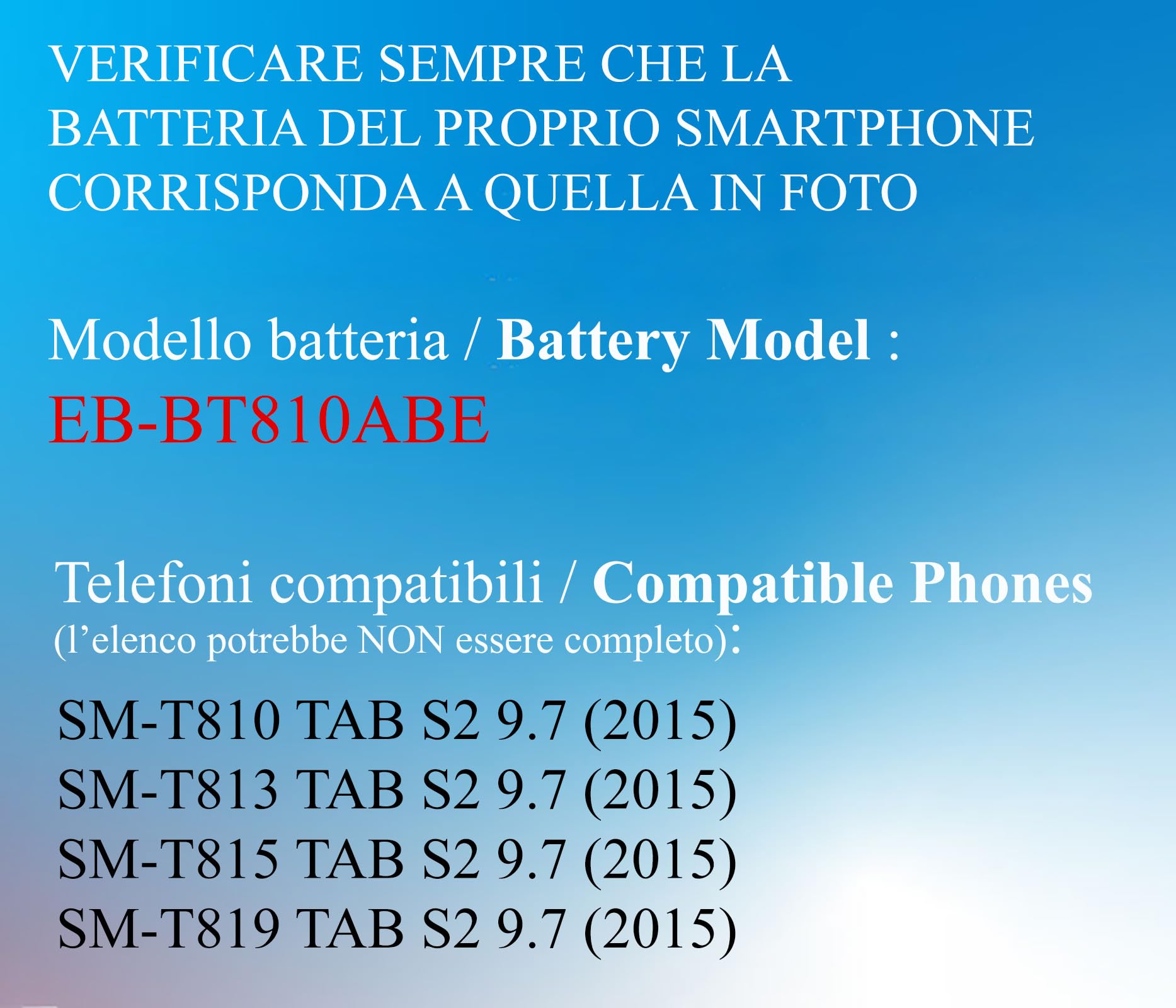 BATTERIA COMPATIBILE CON SAMSUNG GALAXY TAB S2 9.7 T815 T819 EB-BT810ABE 5870MAH CON KIT SMONTAGGIO INCLUSO