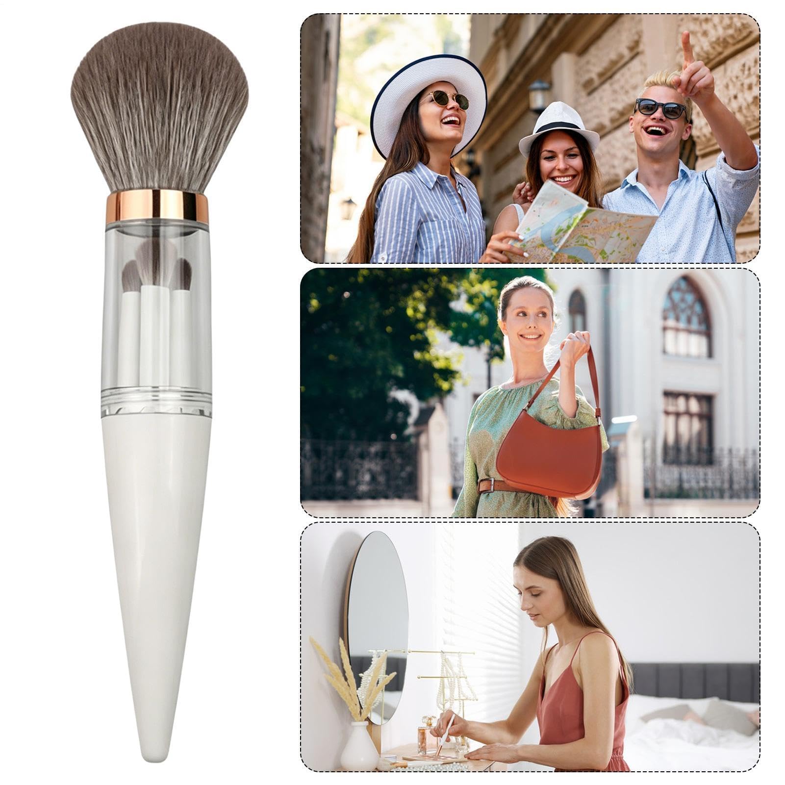Lot de 5 pinceaux de maquillage de voyage - Pinceaux de maquillage portables réutilisables pour fond de teint et fard à paupières - Pour débutants, filles, mariage, salon et vacances
