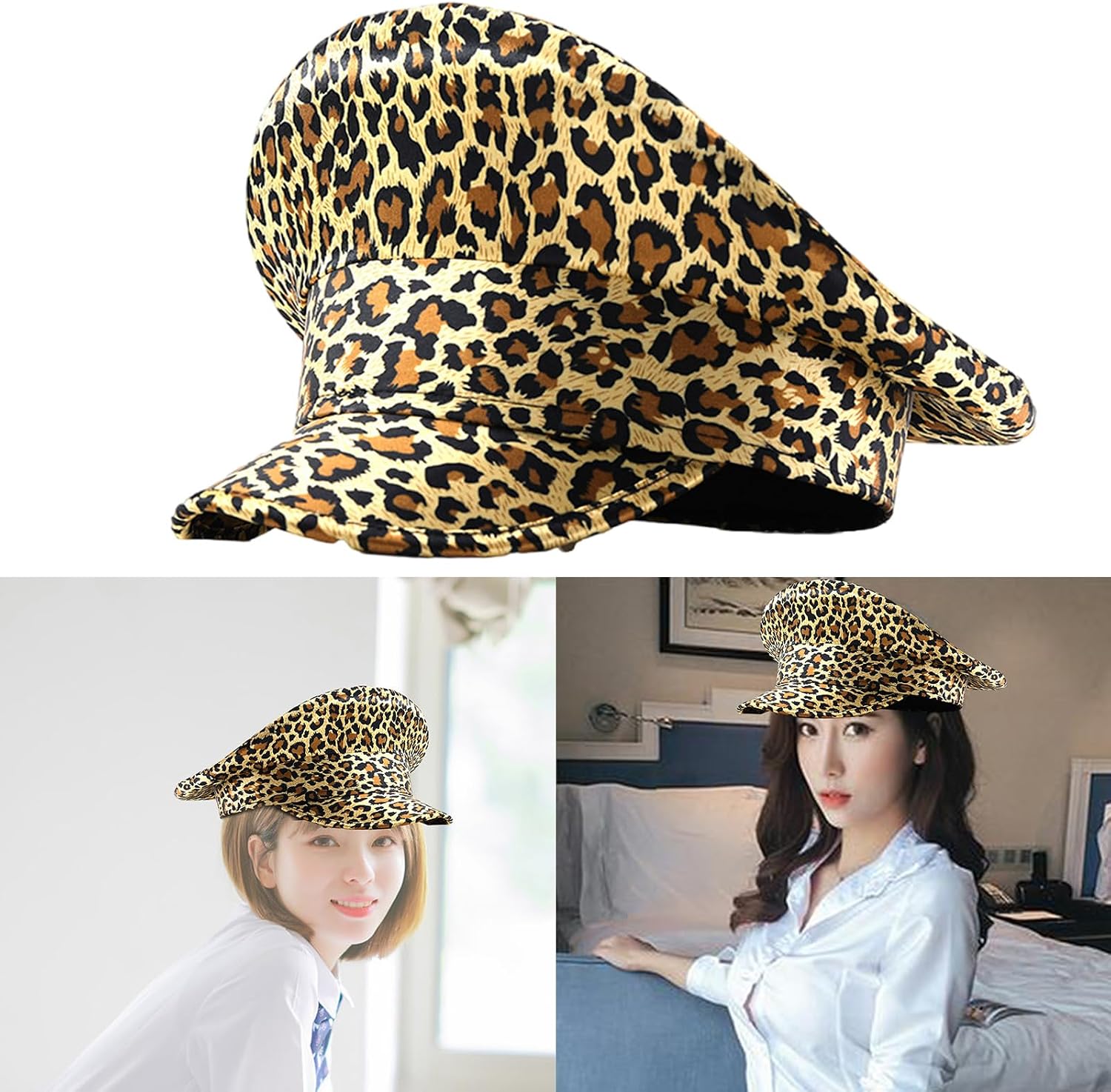 Balaclava, Bridal Hat Captain Carnivals Hats Leopards Print Artist Hats for Photography Carnivals Cocktail Parties
