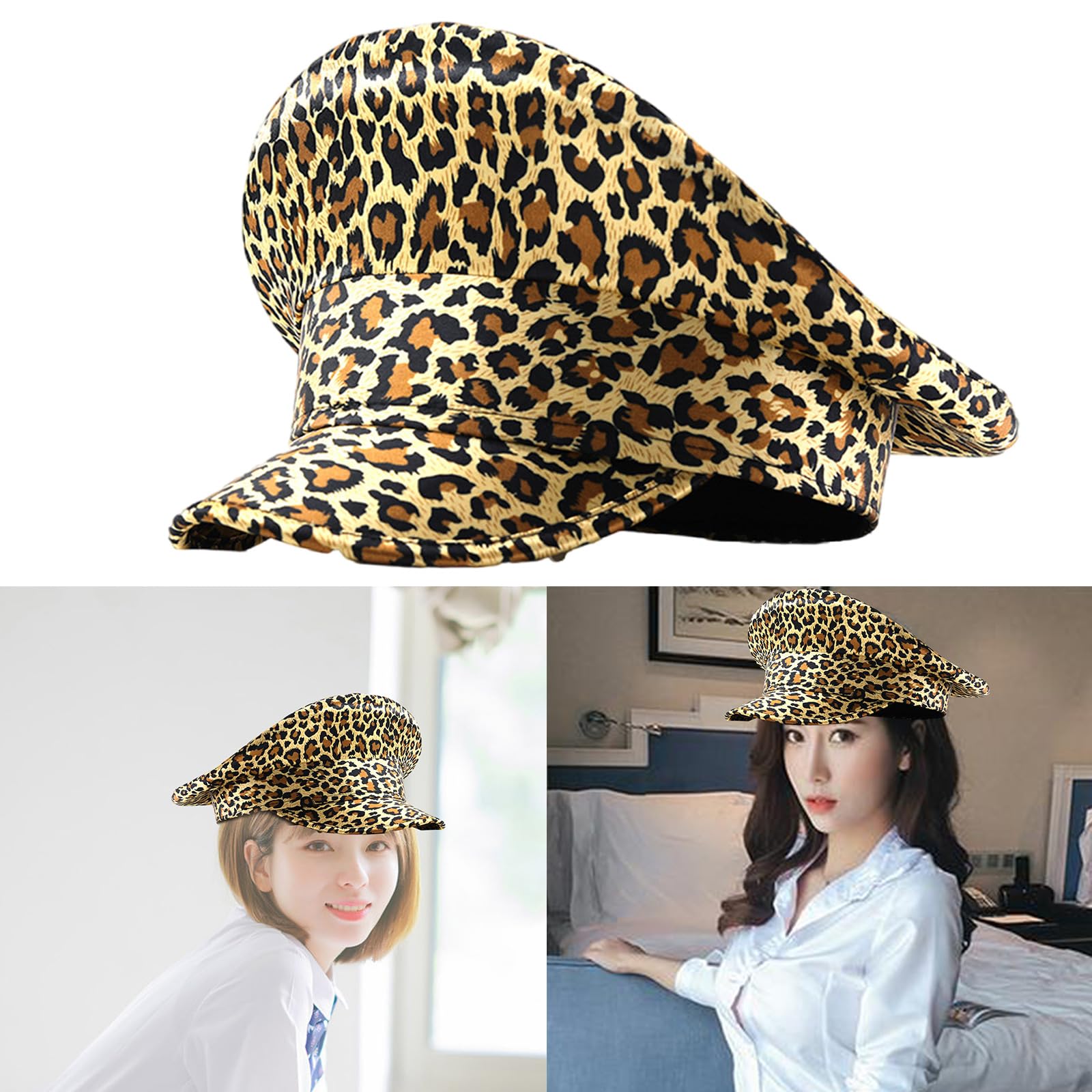Cappello da capitano per carnevale, ufficiale, stampa leopardata, per fotografia, carnevale, cocktail party
