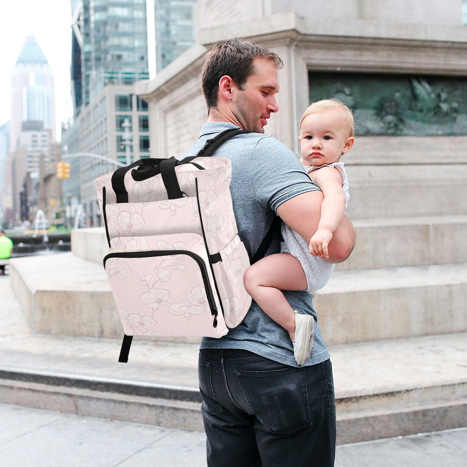 Baby Essentials - Borsa per pannolini, motivo: orchidea