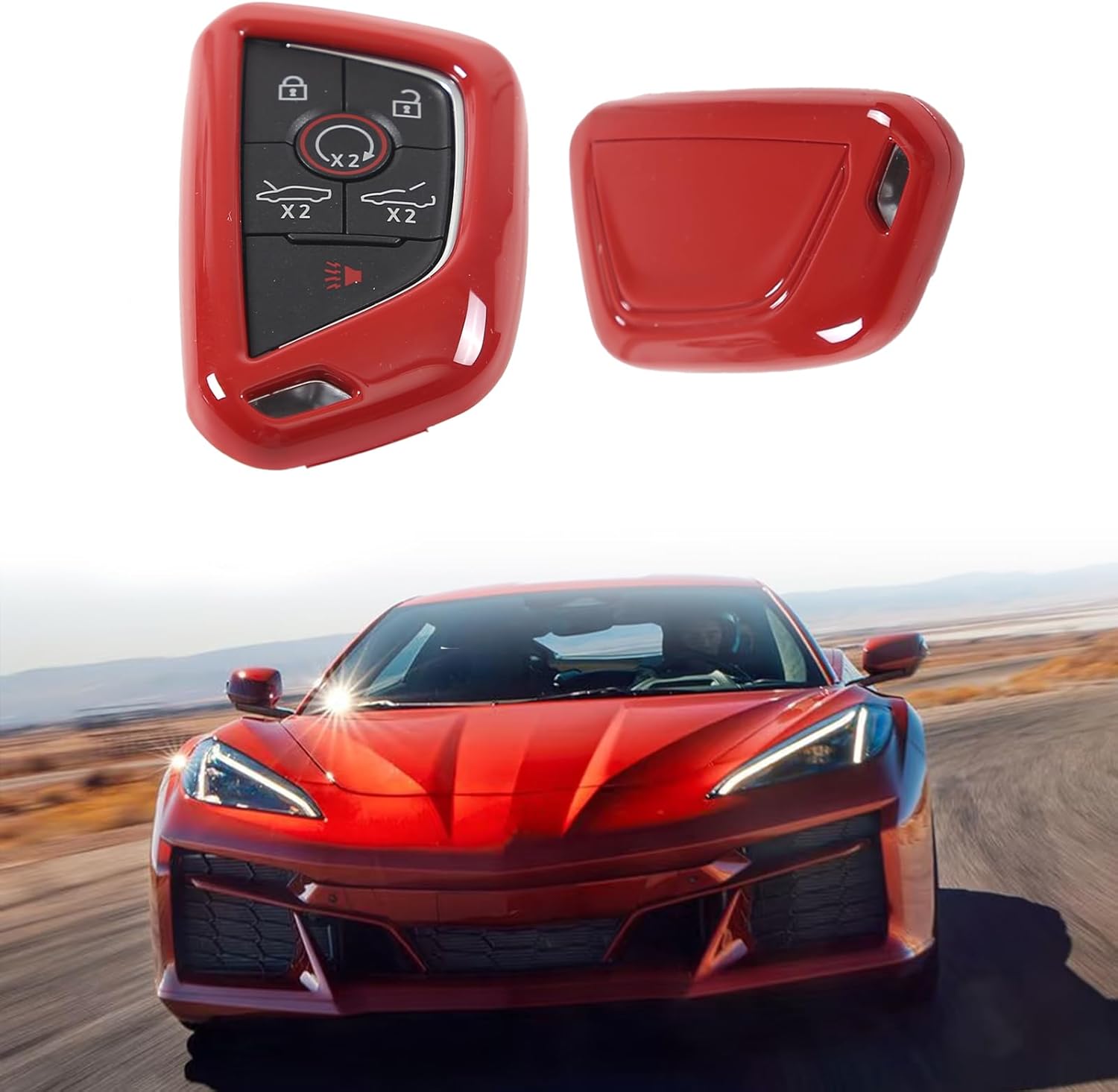 Key Fob Shell Cover Compatible with Corvette C8 2020-2024 ABS Car Remote Control Key Case Cover for Car Key Protection (Carbon Fiber Stripe)