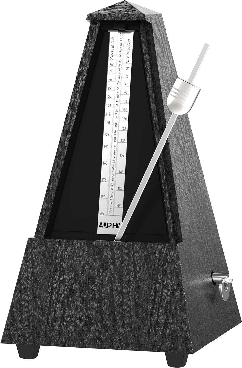 Metrónomo Mecánico con Campana de Acento, Beat Preciso, Sonido Fuerte, Forma Clásica, Adecuado para Piano Guitarra Bajo Batería Violín Saxofón etc,Grano de Madera