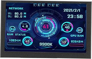 Monitor de dados de computador ips de 5 polegadas, monitor de temperatura de computador mini usb tipo c aida64, tela de exibição de dados de hdd de ram cpu pc, tela de exibição de painel de sensor