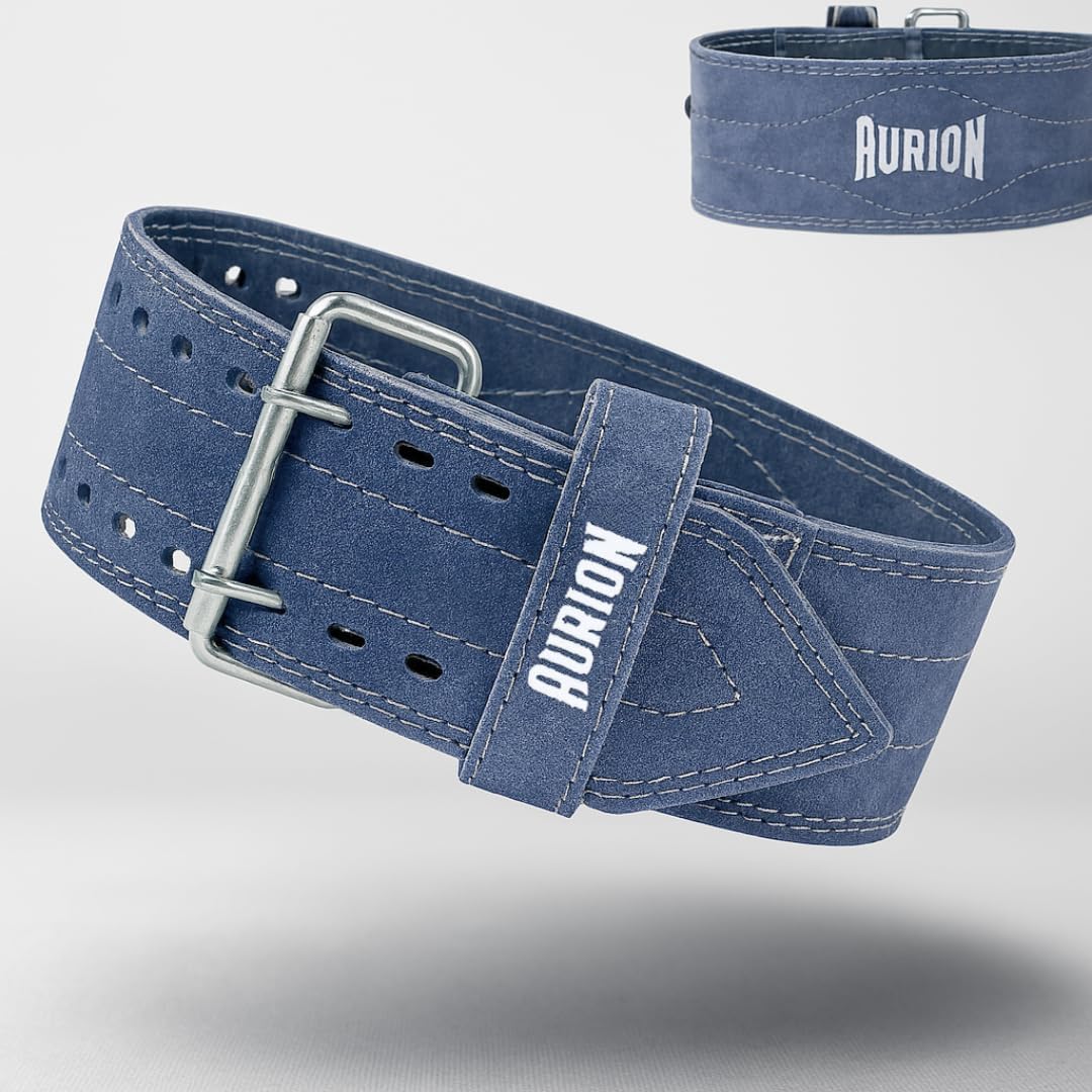 Genuine Leather Pro Weight Lifting Belt for Men and Women Durable Comfortable & Adjustable with Buckle | Stabilizing Lower Back Support for Weightlifting (Medium, Grey)