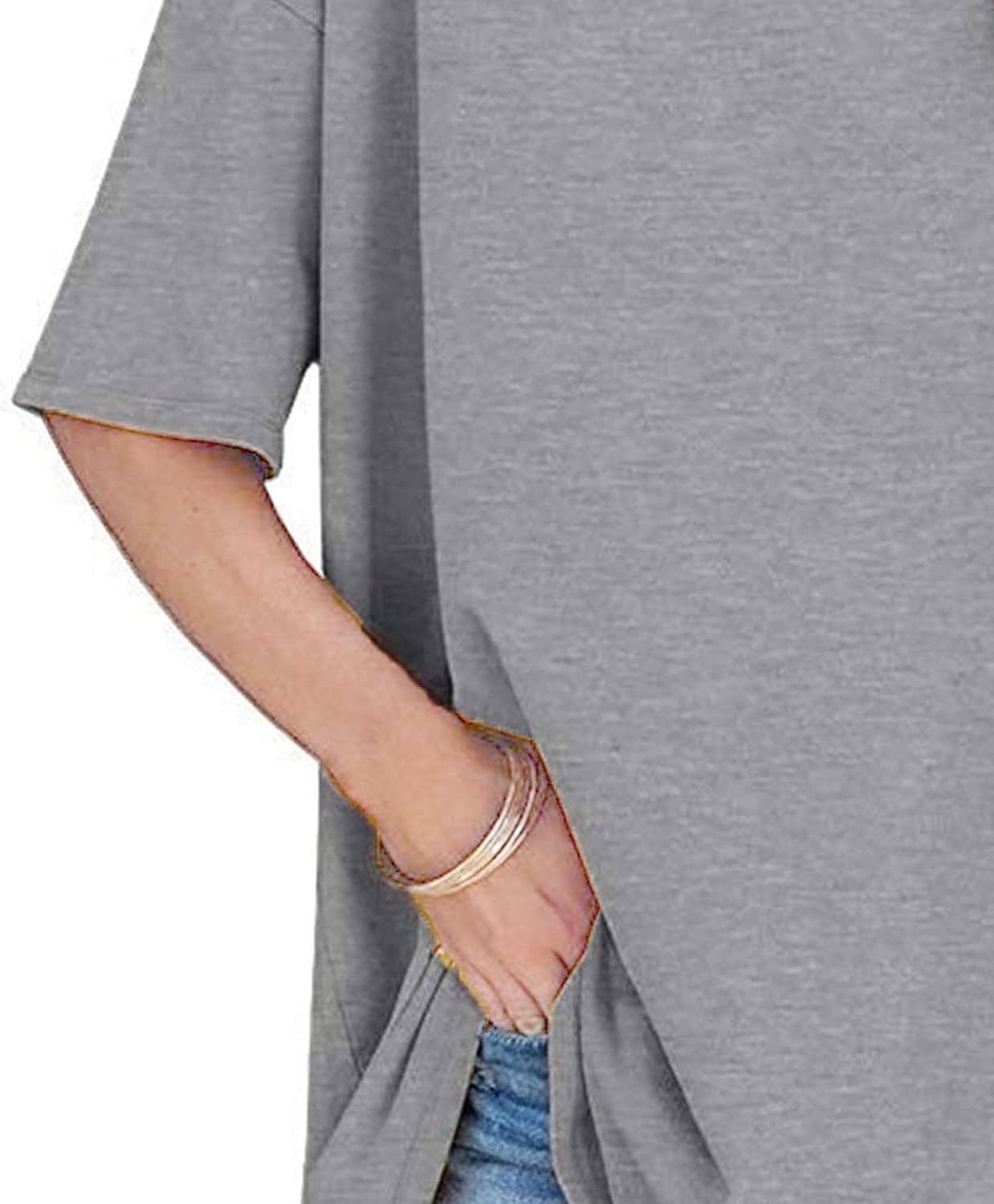 Women's Half Sleeve Oversized T Shirts V Neck Cozy Comfy Tunic Summer Tops Casual Loose Fit Cotton Tops