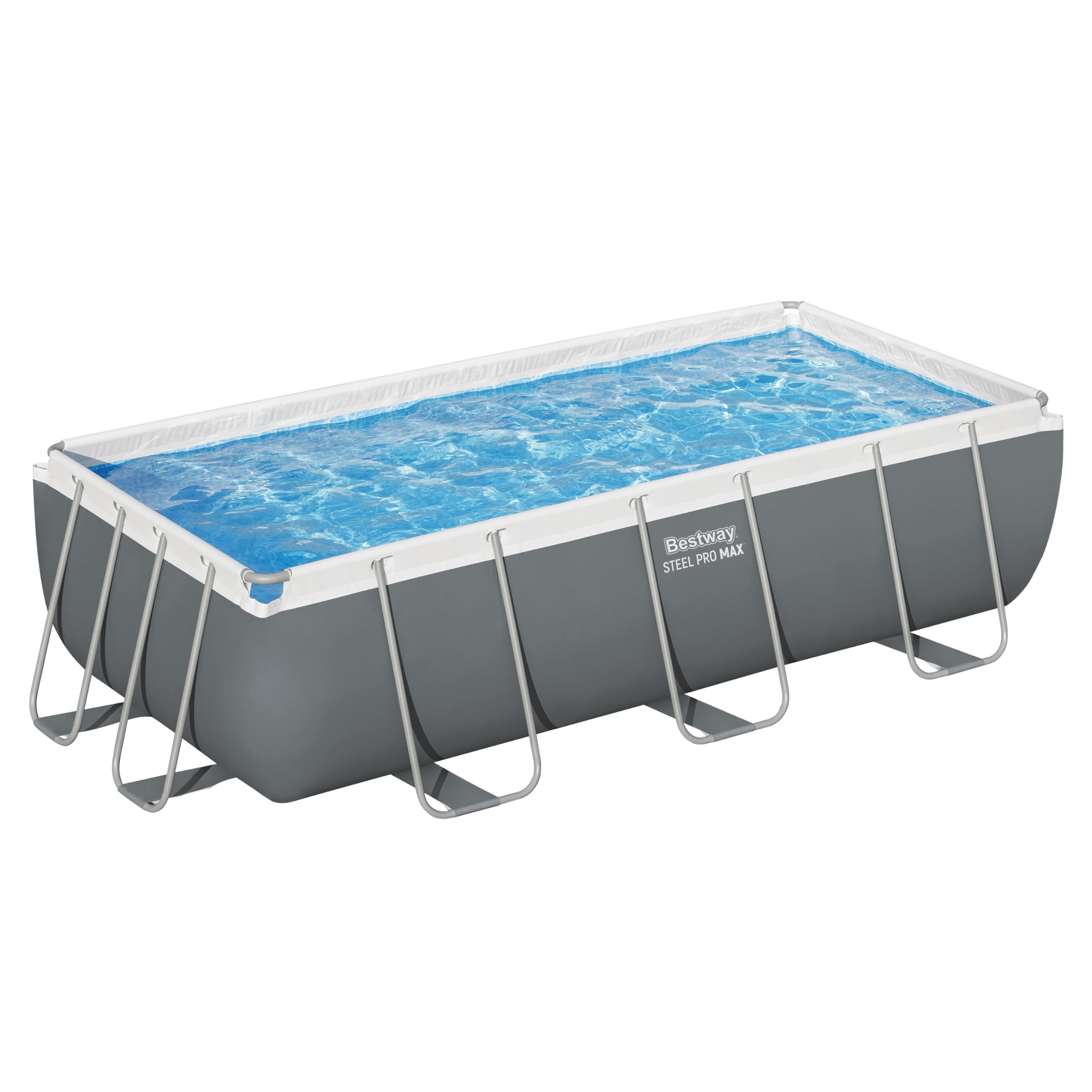 Bestway Power Steel Frame Pool Set mit Filterpumpe 404 x 201 x 100 cm, grau, eckig
