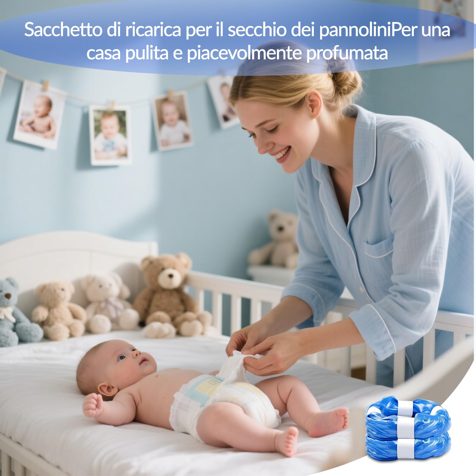 Sacchetti Mangiapannolini Antiodore Inodore Addensata 21 Pezzi Compatibili con Maialino Foppapedretti Tommee Tippee Twist & Click Simplee Tec Litter Locker