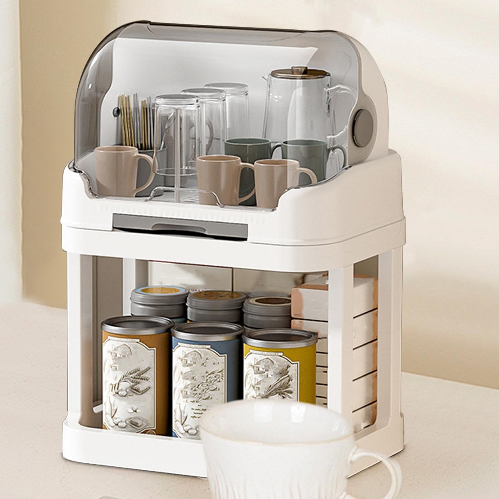 Contenedor para secador de botellas - Organizador para secador de botellas, estante para botellas para niños pequeños con tapa | Secador de biberones para niños pequeños, contenedor de cubiertos de la
