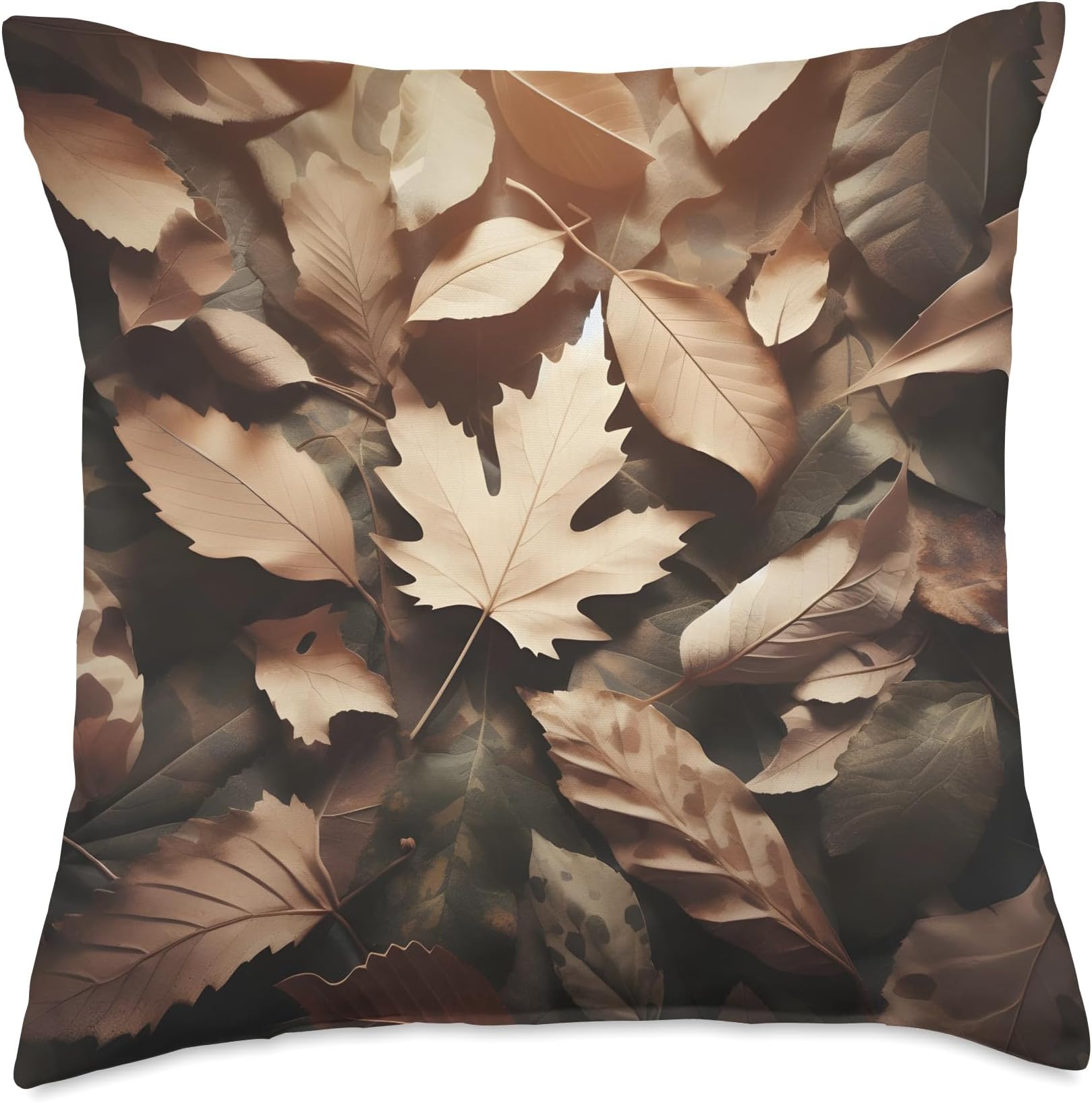 CamoLeaf Light Camouflage Pattern Nature Forest Throw Pillow, 18x18, Multicolor