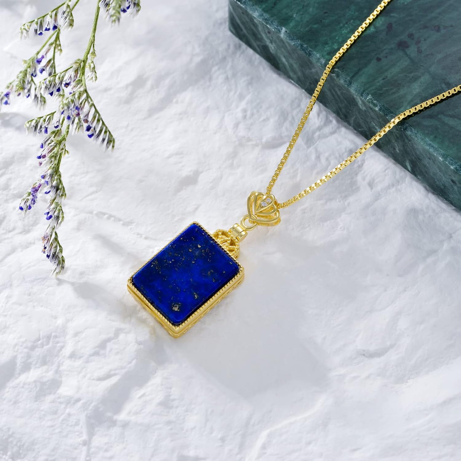 VONALA Lapis lazuli/Turquoise Necklace Jewelry Sterling Silver Blue Lapis/Turquoise Pendant Necklaces Boho Gifts for Women - Image 2