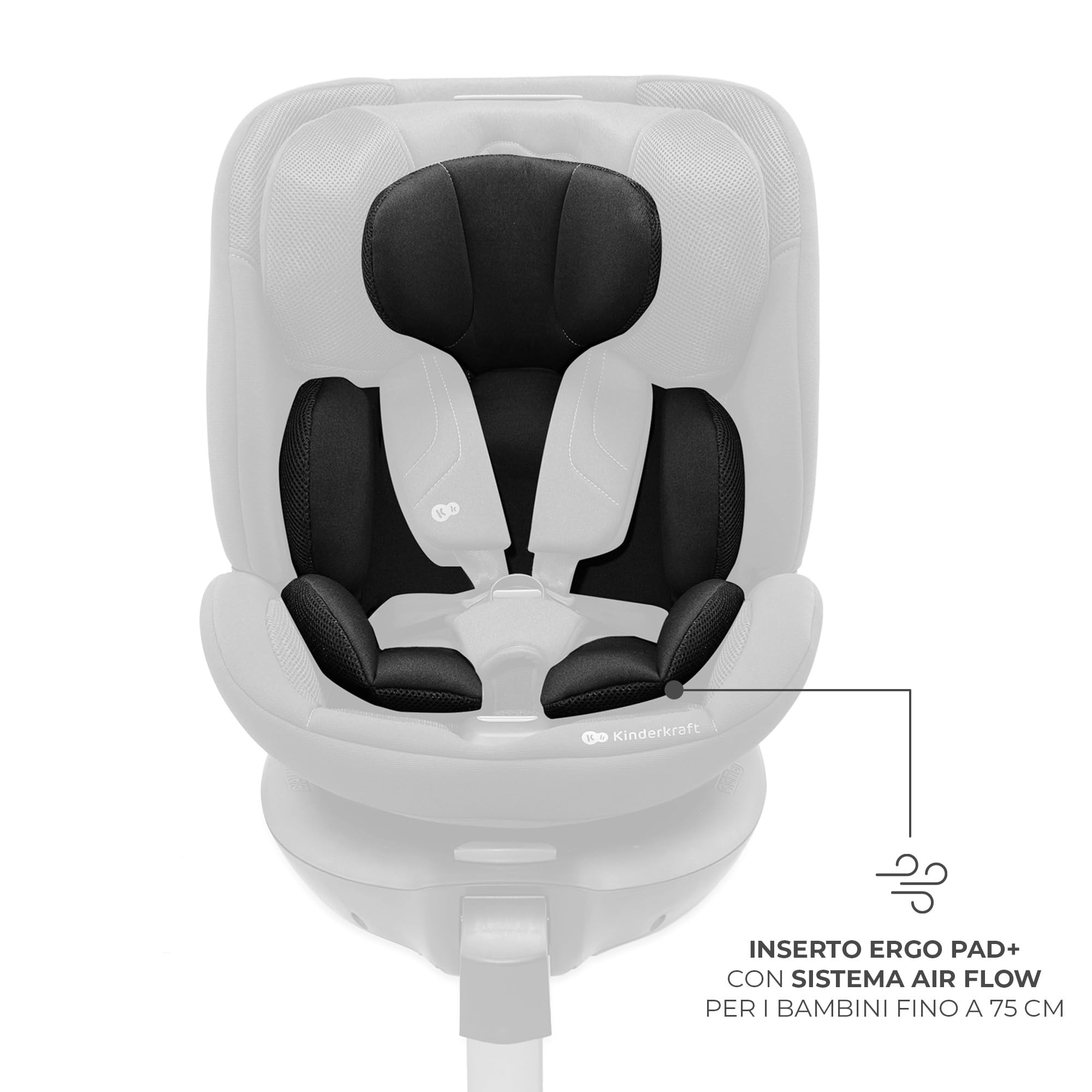 Kinderkraft XRIDER2 Seggiolino auto 0-21 kg, I-SIZE 40-150 cm, Seggiolino 360 girevole, con Isofix Base, Reclinabile Posizione sdraiata, FWF, RWF, reclining, Nero