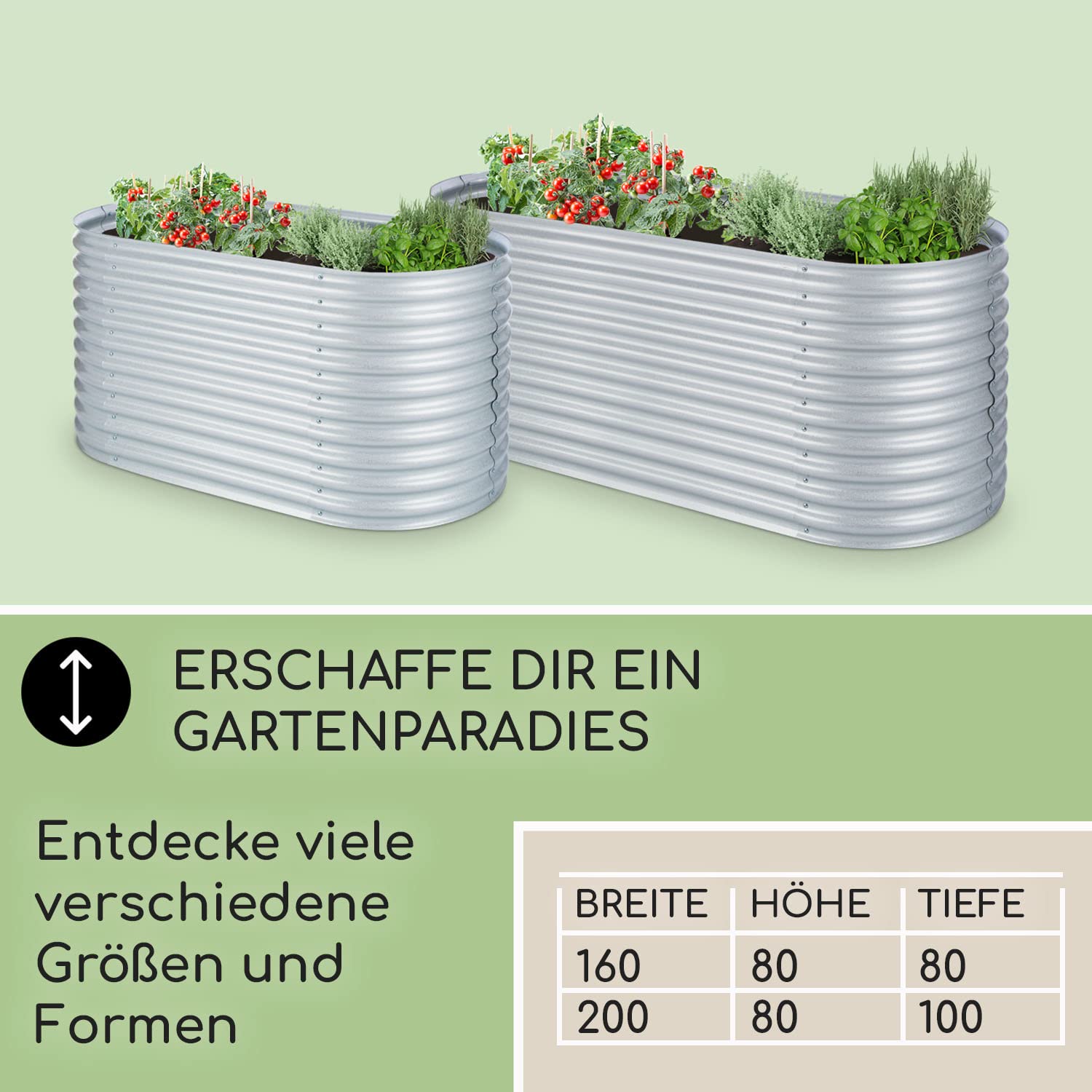 blumfeldt Großes Hochbeet aus Metall, Schmales zum Selber Bauen, Wetterfestes für Garten &Terrasse, Rostfreies Gartenbeet Outdoor, Schneckenschutz Hochbeet, 804 Liter